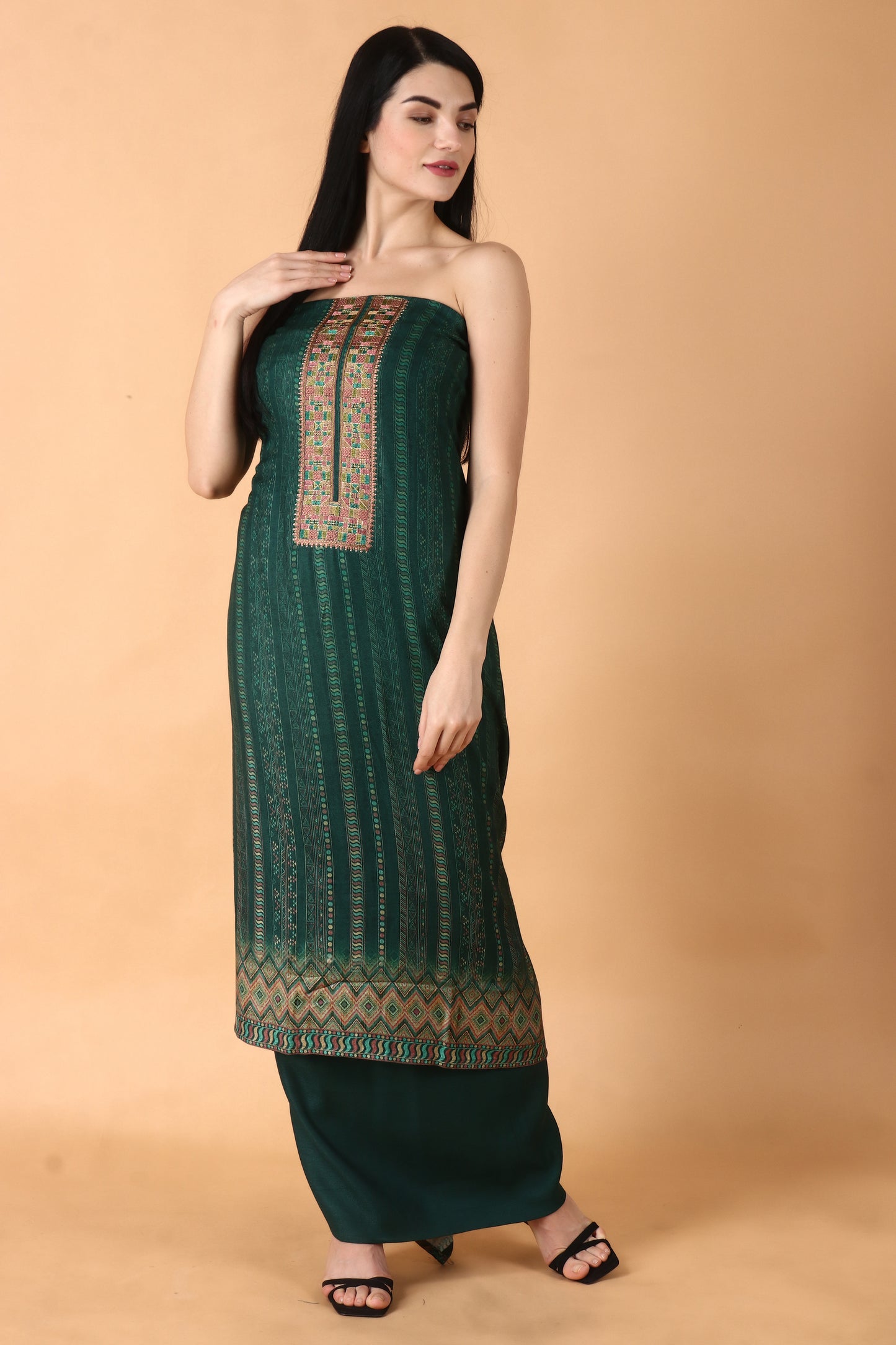 Mystic Green Pashmina Dress Material