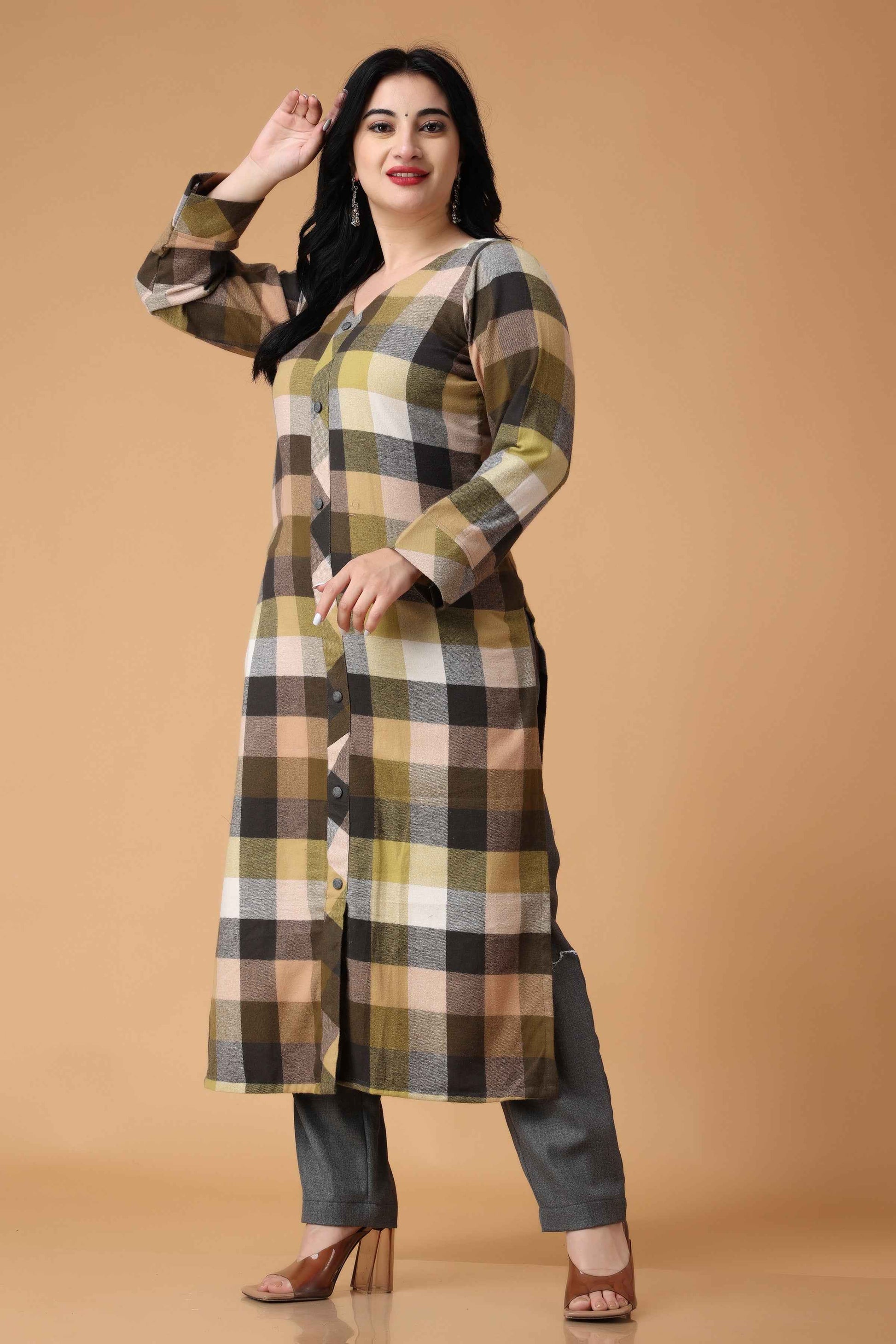 Buy Plus Size ​Gold Sand Woollen Kurta At Apella | Sizes XS to 10 XL | India | Free Delivery | Customized