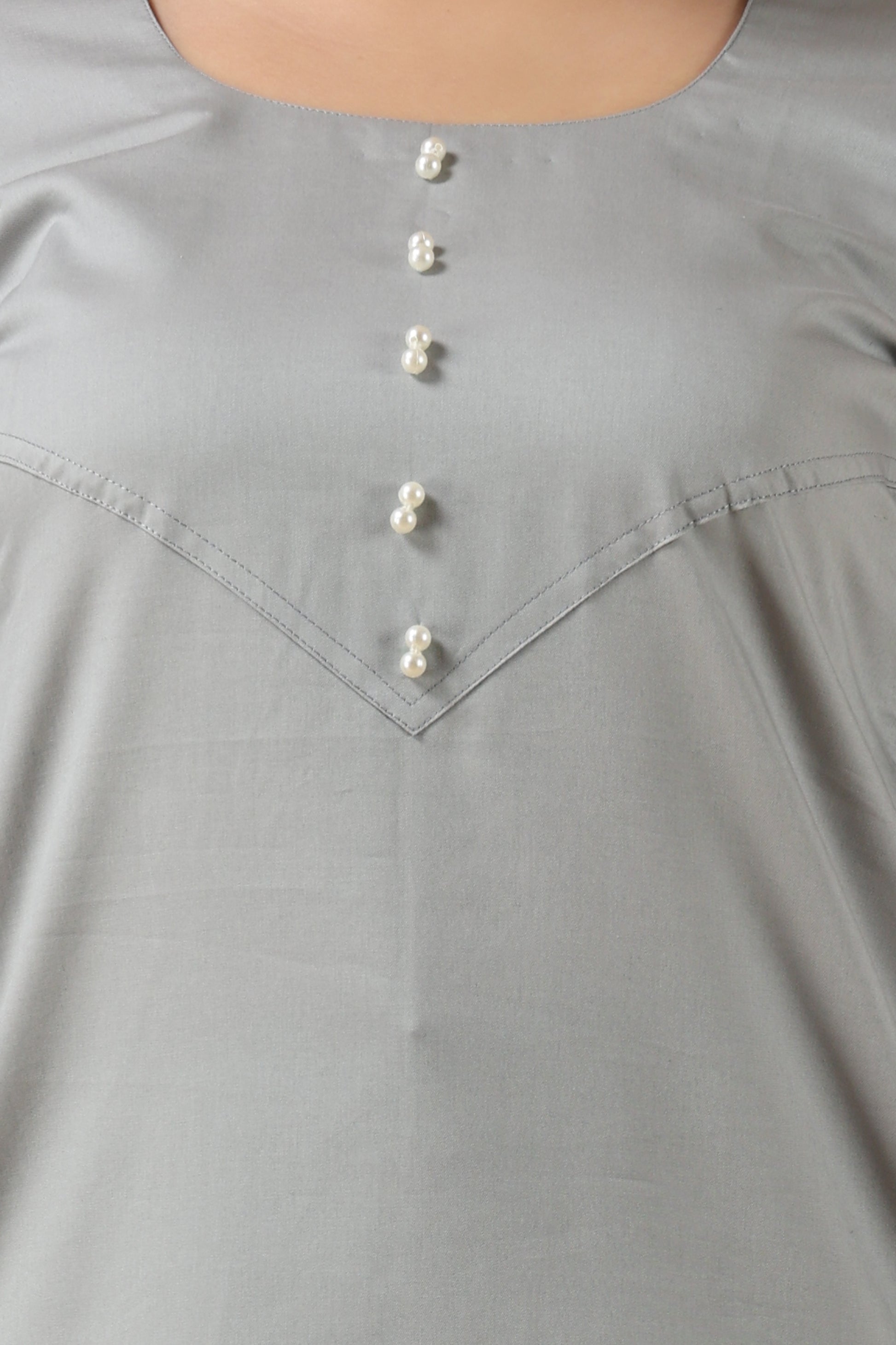Women's Plus Size Light Grey Cotton kurti and pant set | Apella