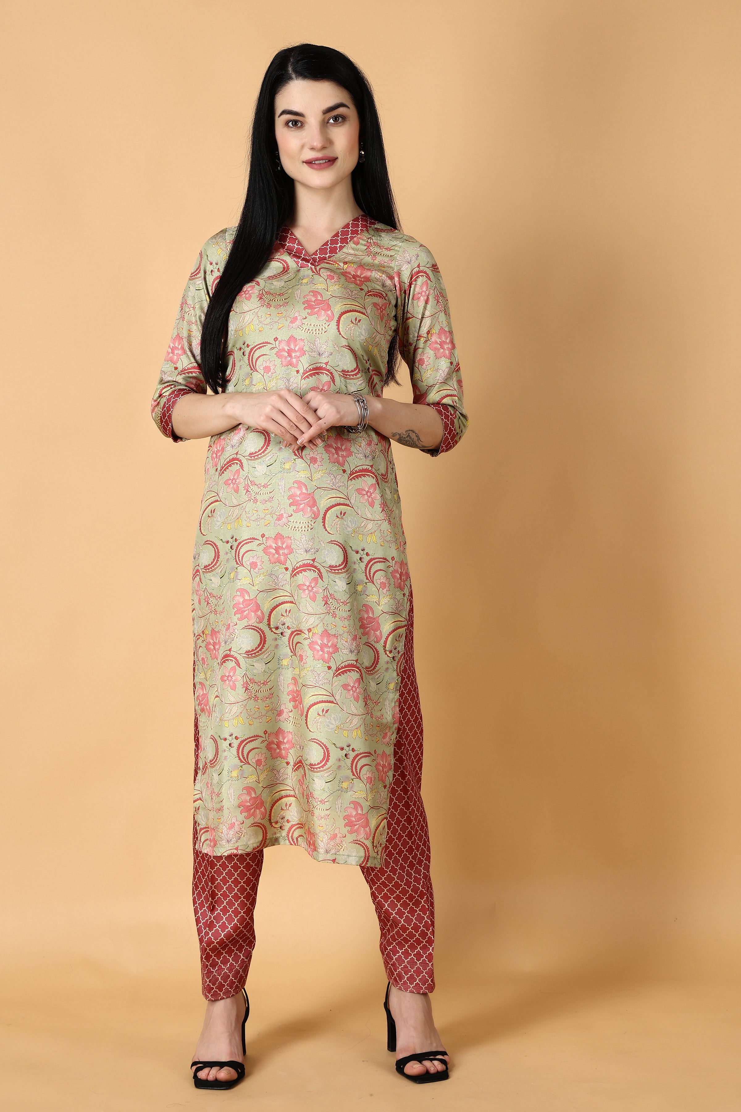 Buy POXIMO Heavy Cotton Blend Fabric Hot Fix Work Stitched Kurtis Green(L)  Online at Best Prices in India - JioMart.