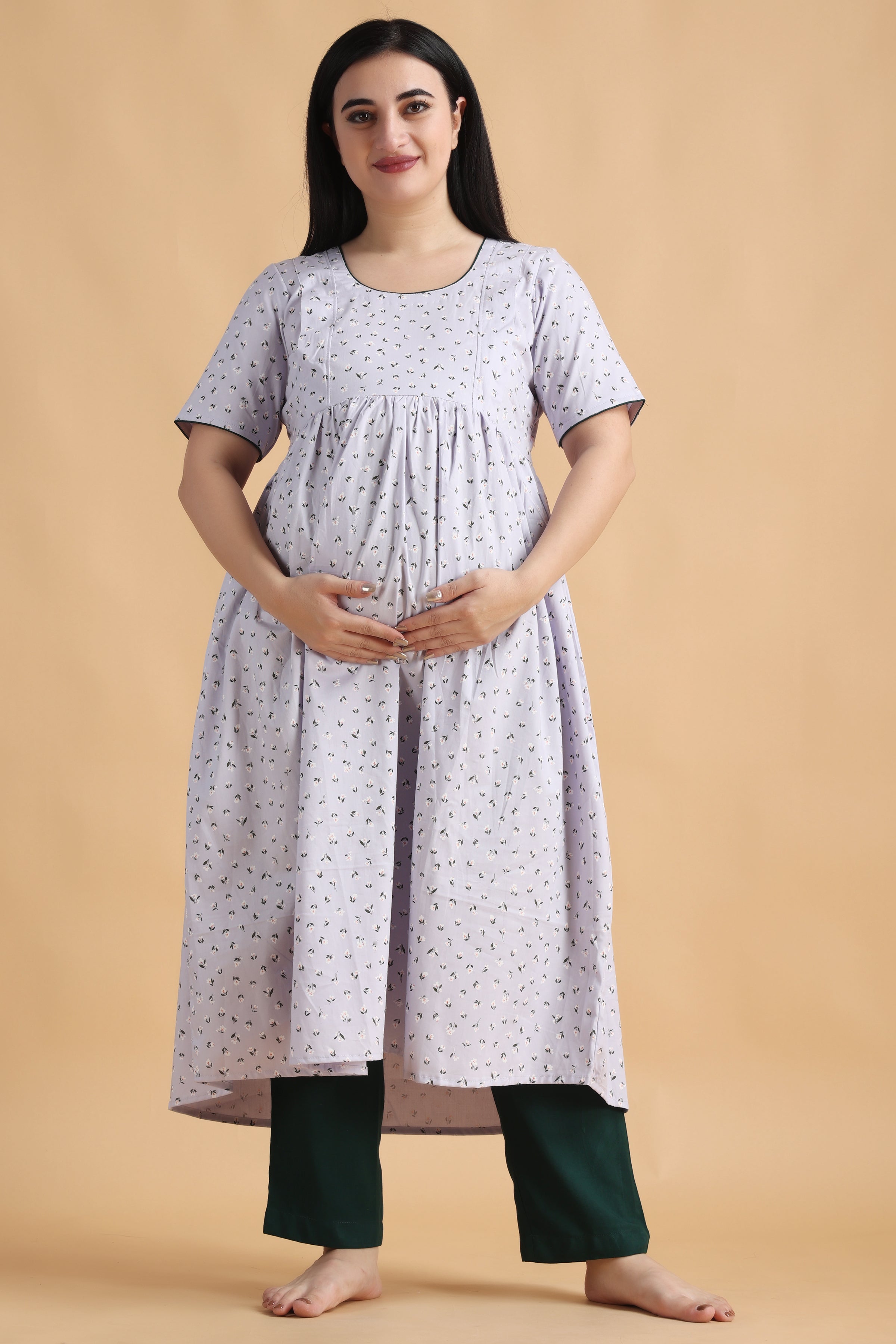 Buy Moms Kurtis A line Maternity Feeding wear for Women Feeding Kurtis with  Zipper with Pocket (46) Blue at Amazon.in