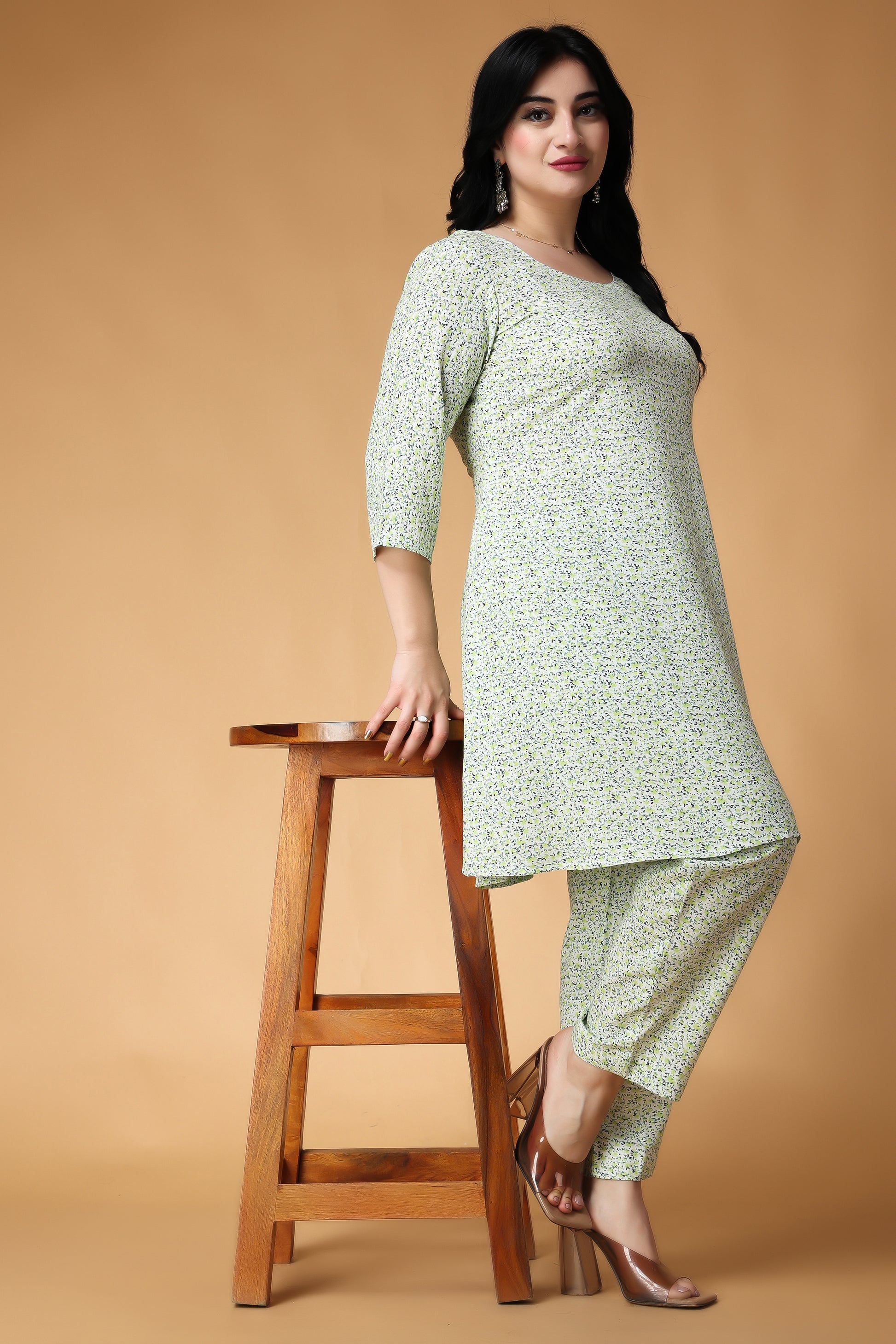 Women Plus Size Chilly Lime Rayon Co-ord Set
