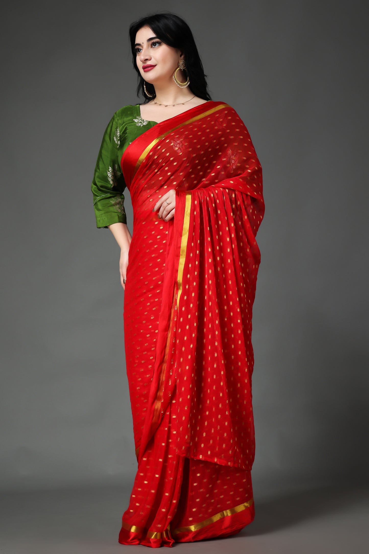 women Plus Size Majestic Mehandi Silk Blouse