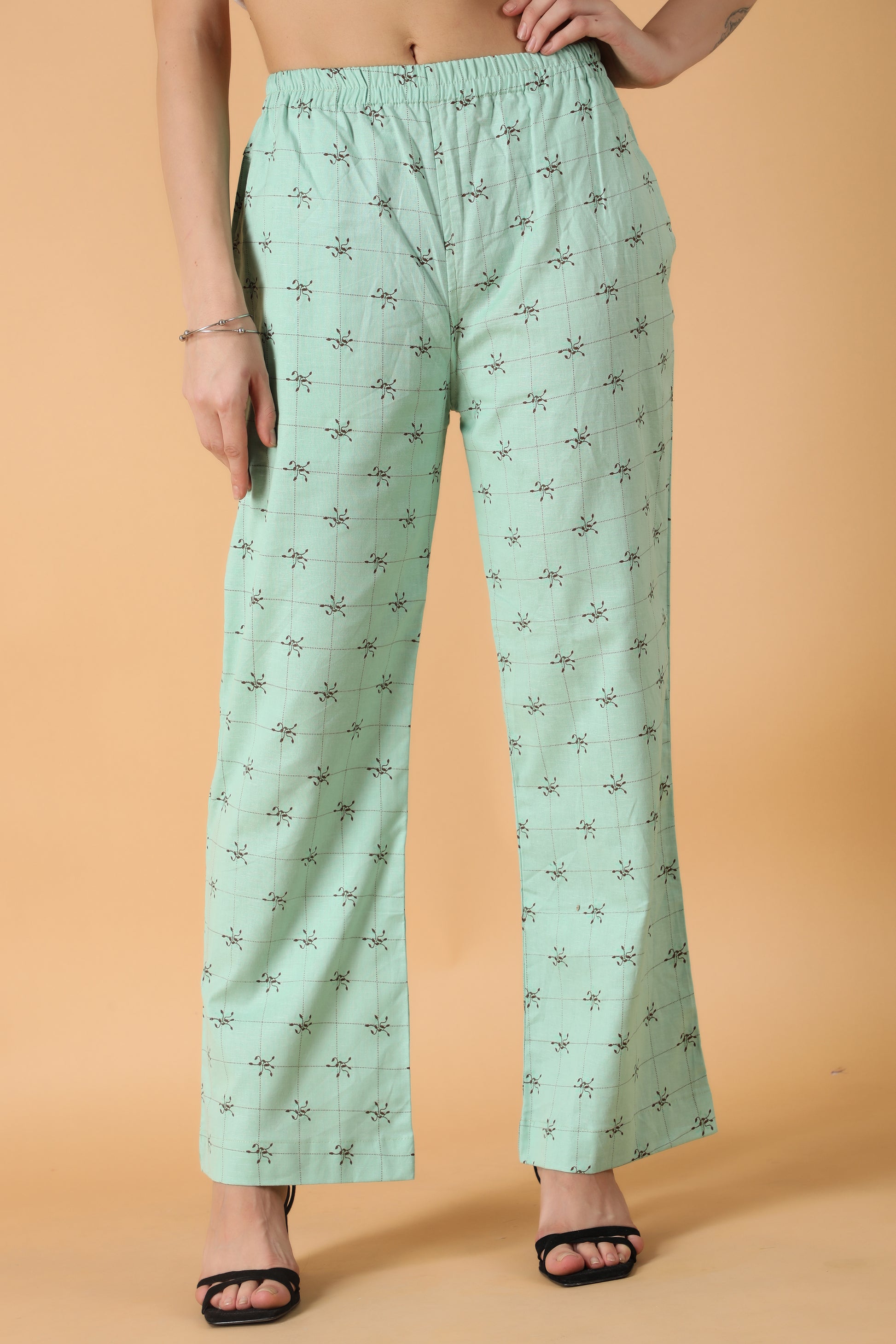 All Size, Chic Pajama, Cotton, Cotton Pajama, Double Side Pockets, Dual Side Pockets, Full Elasticized Waistline, Light Self Print, Mint Color, Mint Color Pajama, Mint Cotton Pajama, Plus Siz