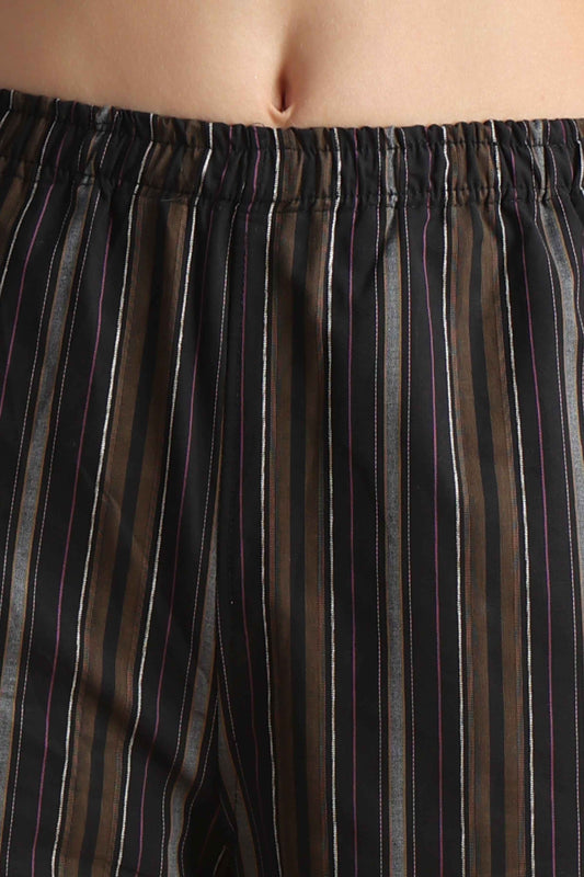 Buy Plus Size ​Black Multi Striped Palazzo Pant At Apella | Sizes XS to 10 XL | India | Free Delivery | Customized