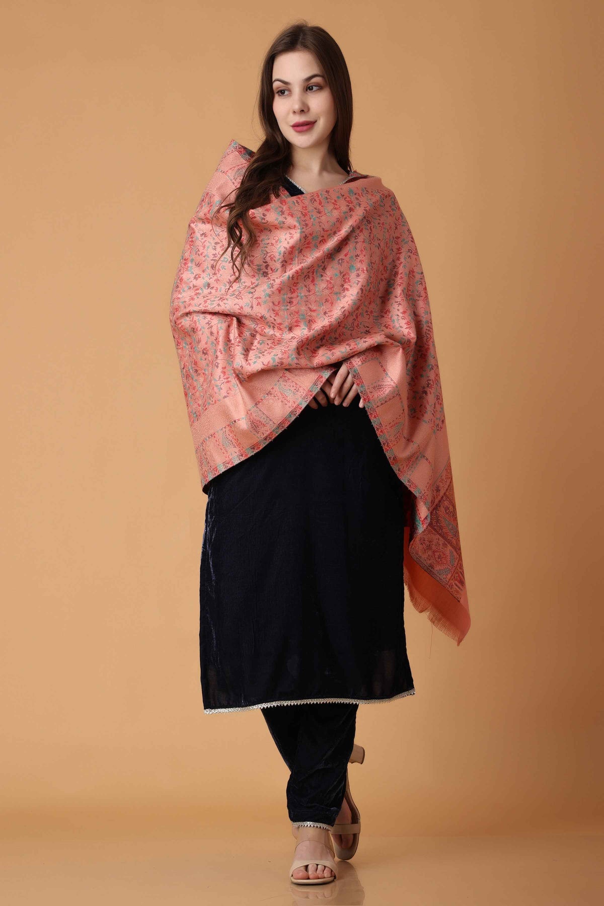 Buy Plus Size ​Blazing Blue Velvet Suit with Shawl At Apella | Sizes XS to 10 XL | India | Free Delivery | Customized
