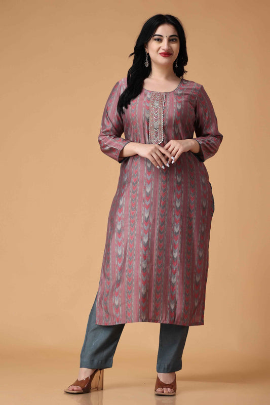 Buy Plus Size ​Dusty Dahlia Modal Suit With Handwork At Apella | Sizes XS to 10 XL | India | Free Delivery | Customized