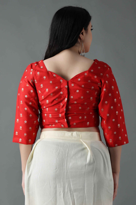 Buy Plus Size ​Scarlet Red Silk Blouse At Apella | Sizes XS to 10 XL | India | Free Delivery | Customized