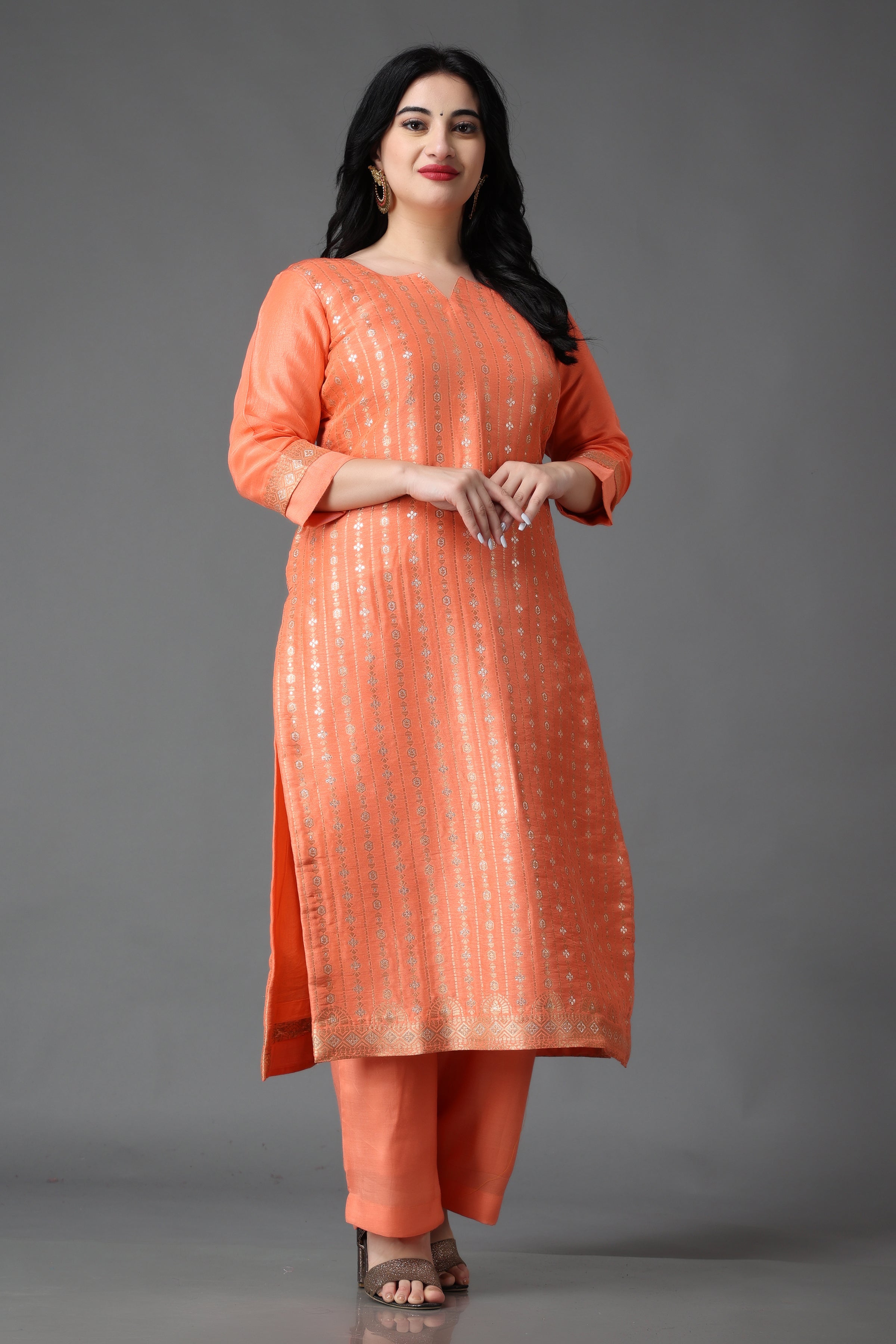 Buy Peach Color Palazzo Designer Salwar Suit Online -
