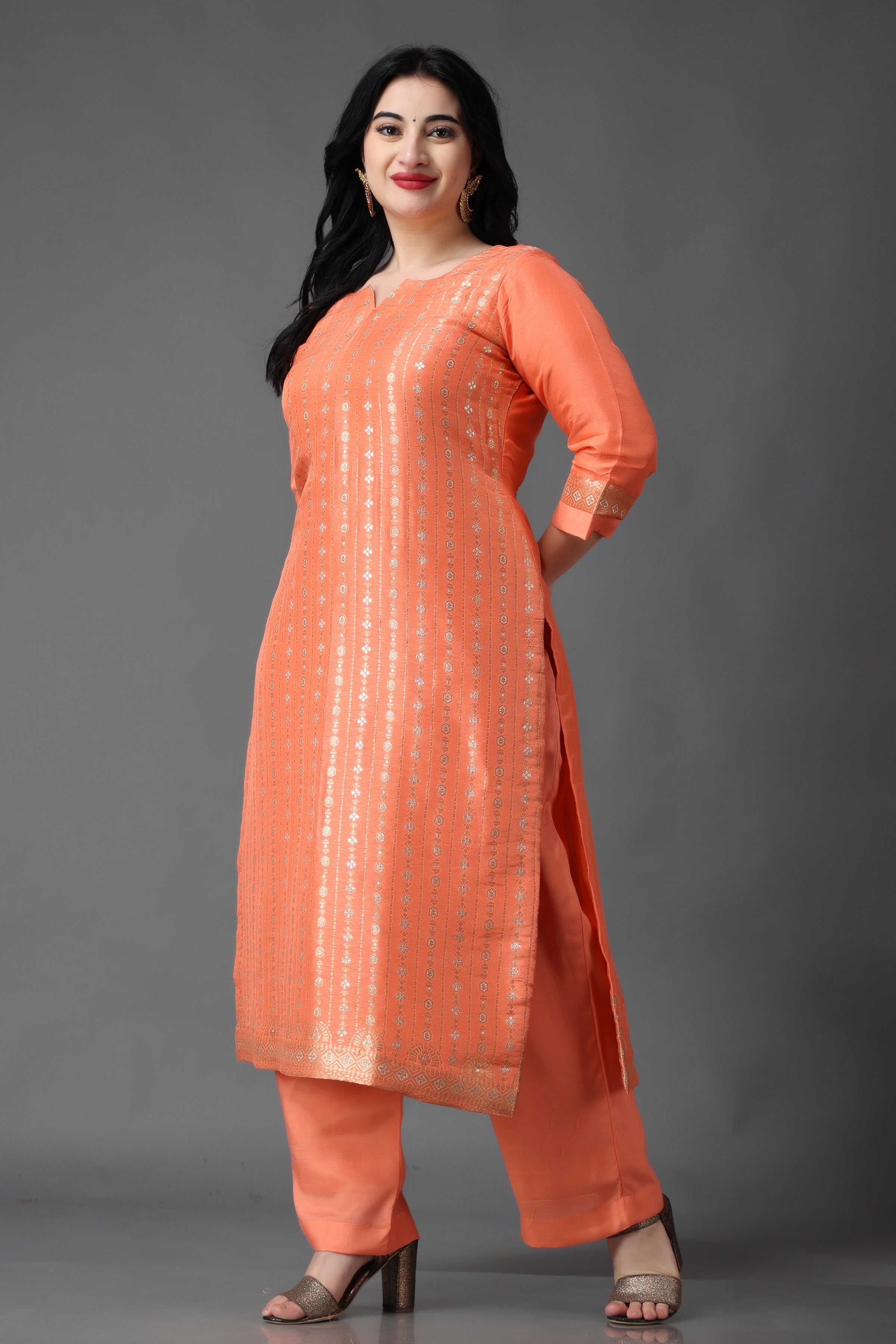 Exquisite Peach Pink Color Georgette Base Wedding Wear Designer Sharar –  Fabvilla