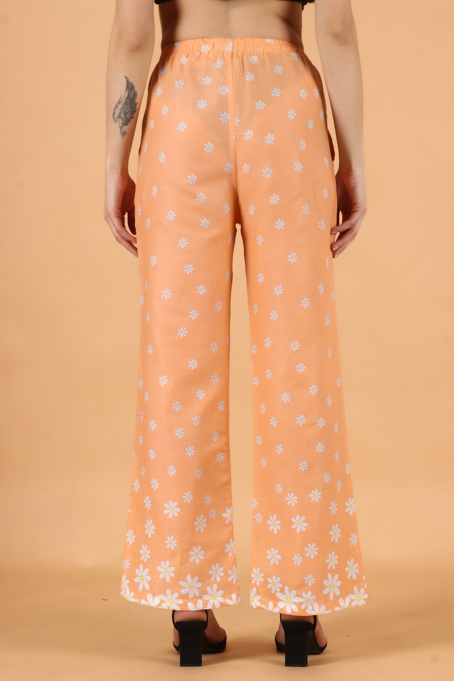 Women Plus Size Peach Printed Cotton Pajama | Apella
