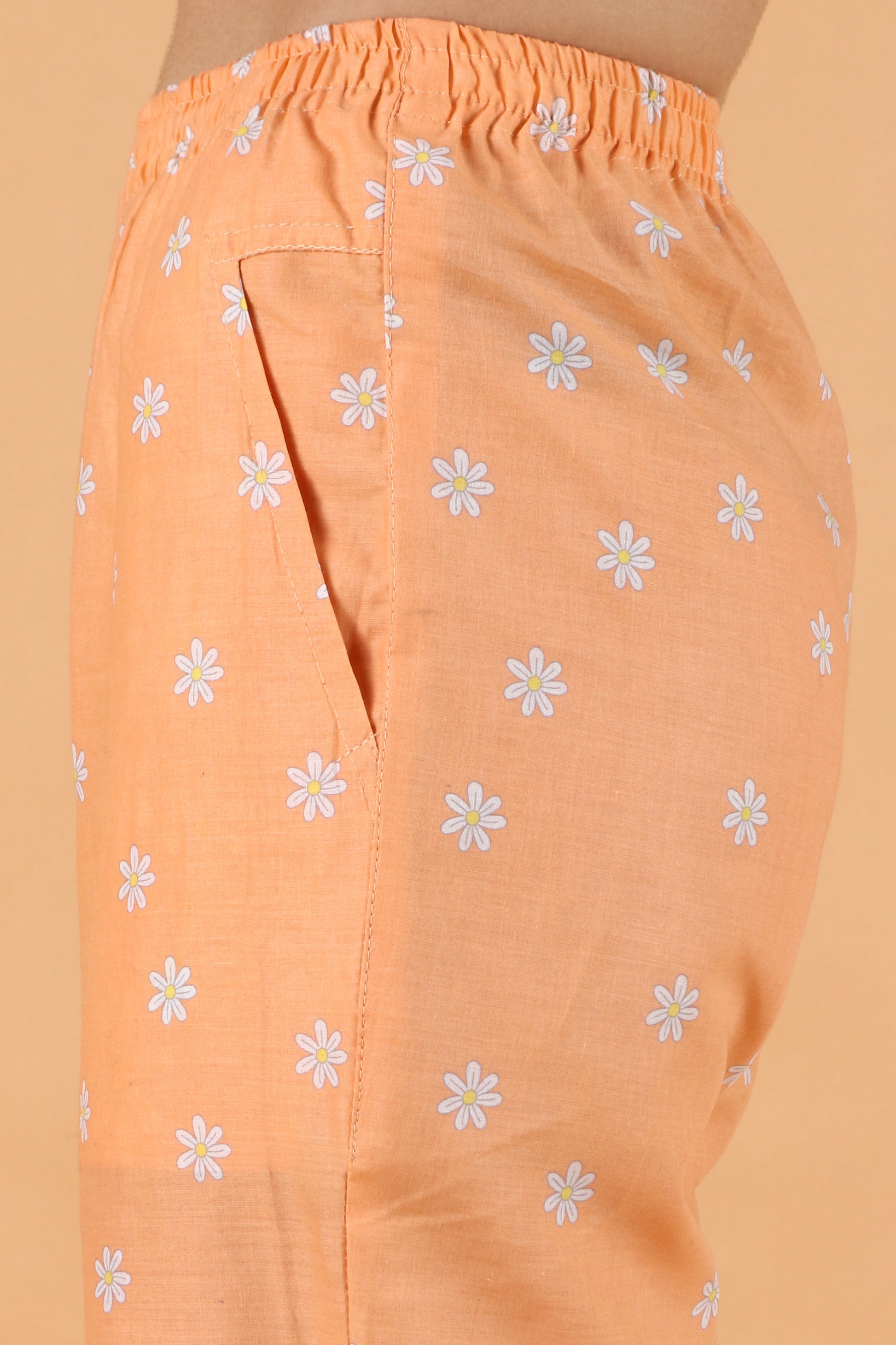 Women Plus Size Peach Printed Cotton Pajama | Apella