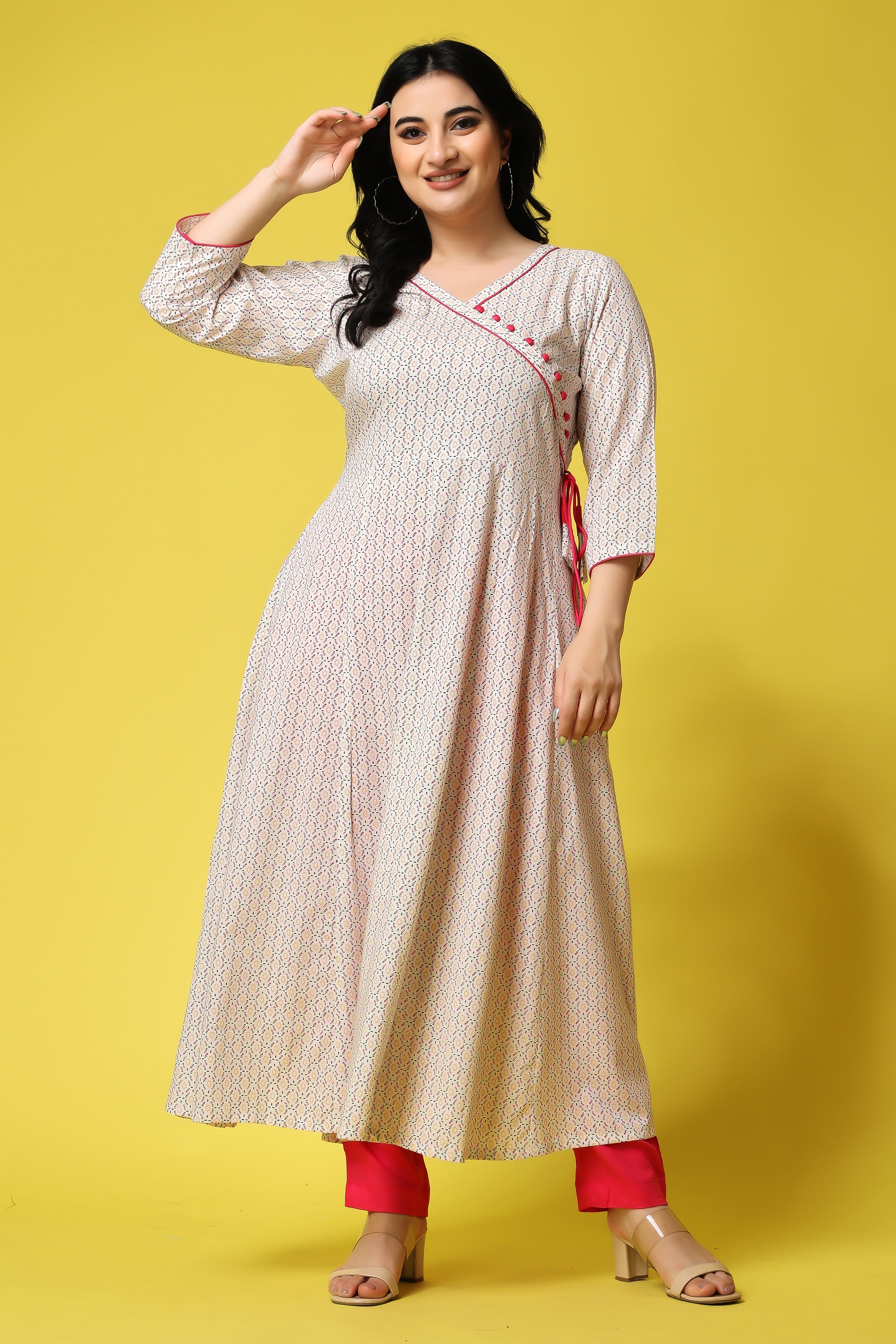 Beautiful Long Angrakha style kurti. | Indian fashion dresses, Indian gowns  dresses, Stylish dress designs