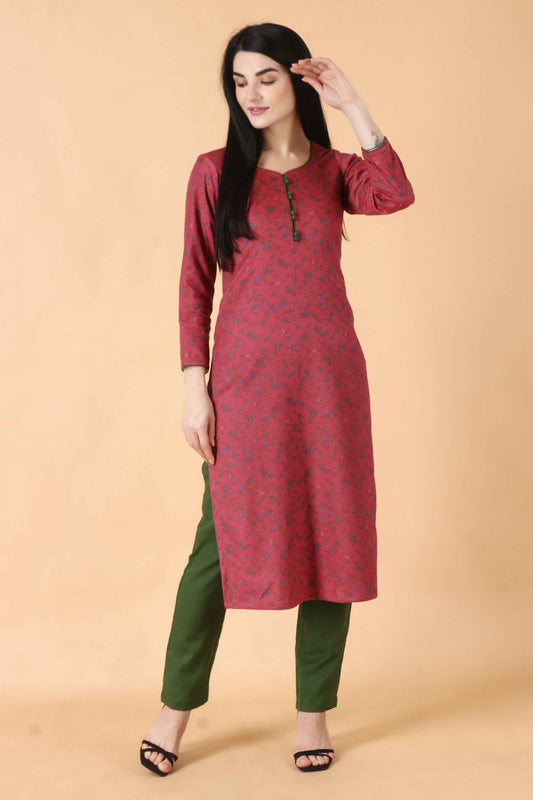 Buy Plus Size ​Pink Carrot Woollen Kurta Set At Apella | Sizes XS to 10 XL | India | Free Delivery | Customized