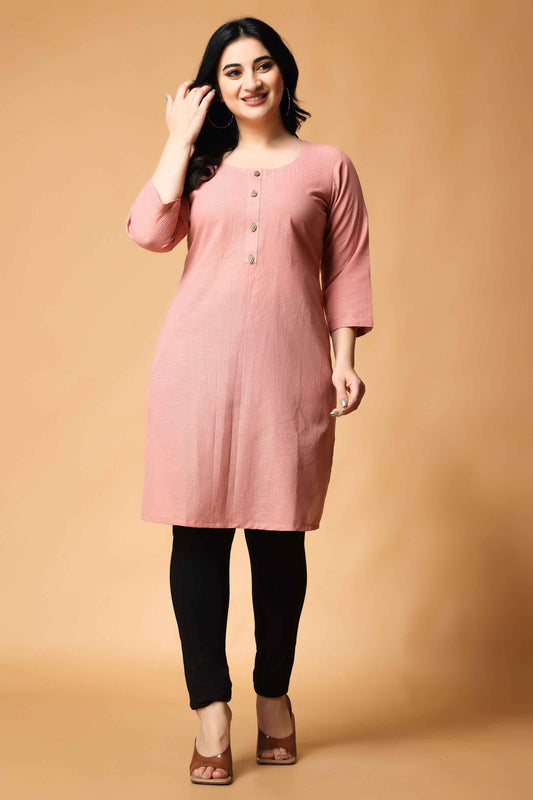 Buy Plus Size ​Pastel Pink Zari Woven Kurta At Apella | Sizes XS to 10 XL | India | Free Delivery | Customized