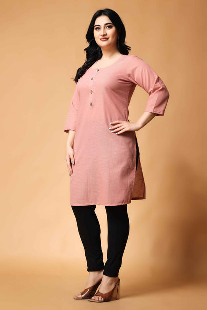 Buy Plus Size ​Pastel Pink Zari Woven Kurta At Apella | Sizes XS to 10 XL | India | Free Delivery | Customized