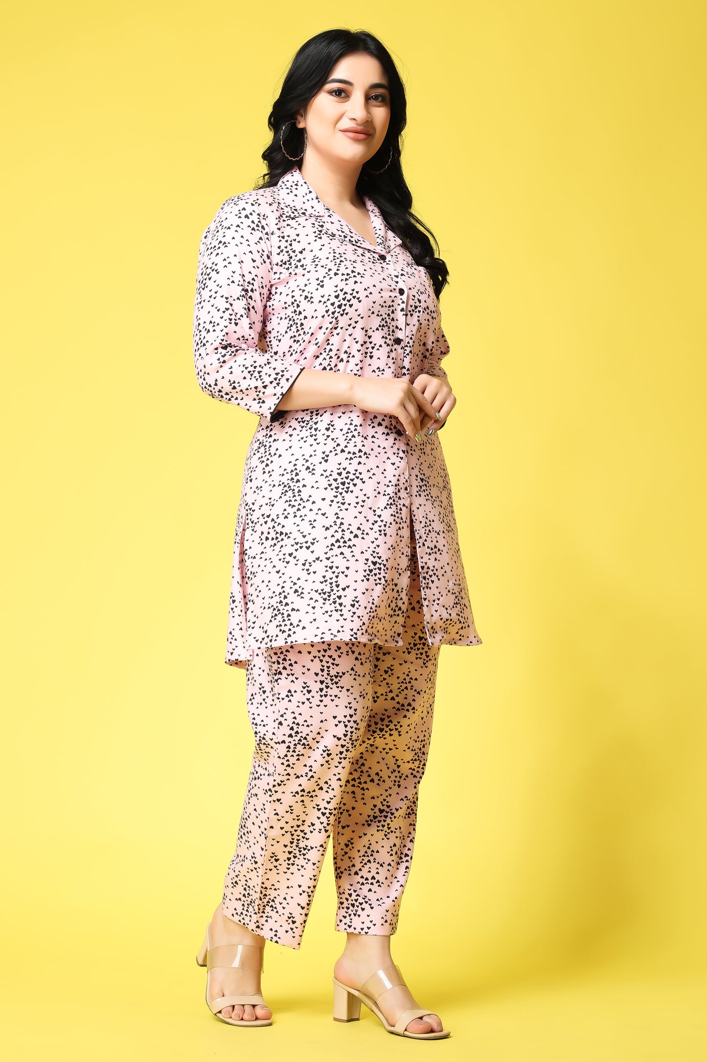 Pink Hearty Rayon Co-ord Set
