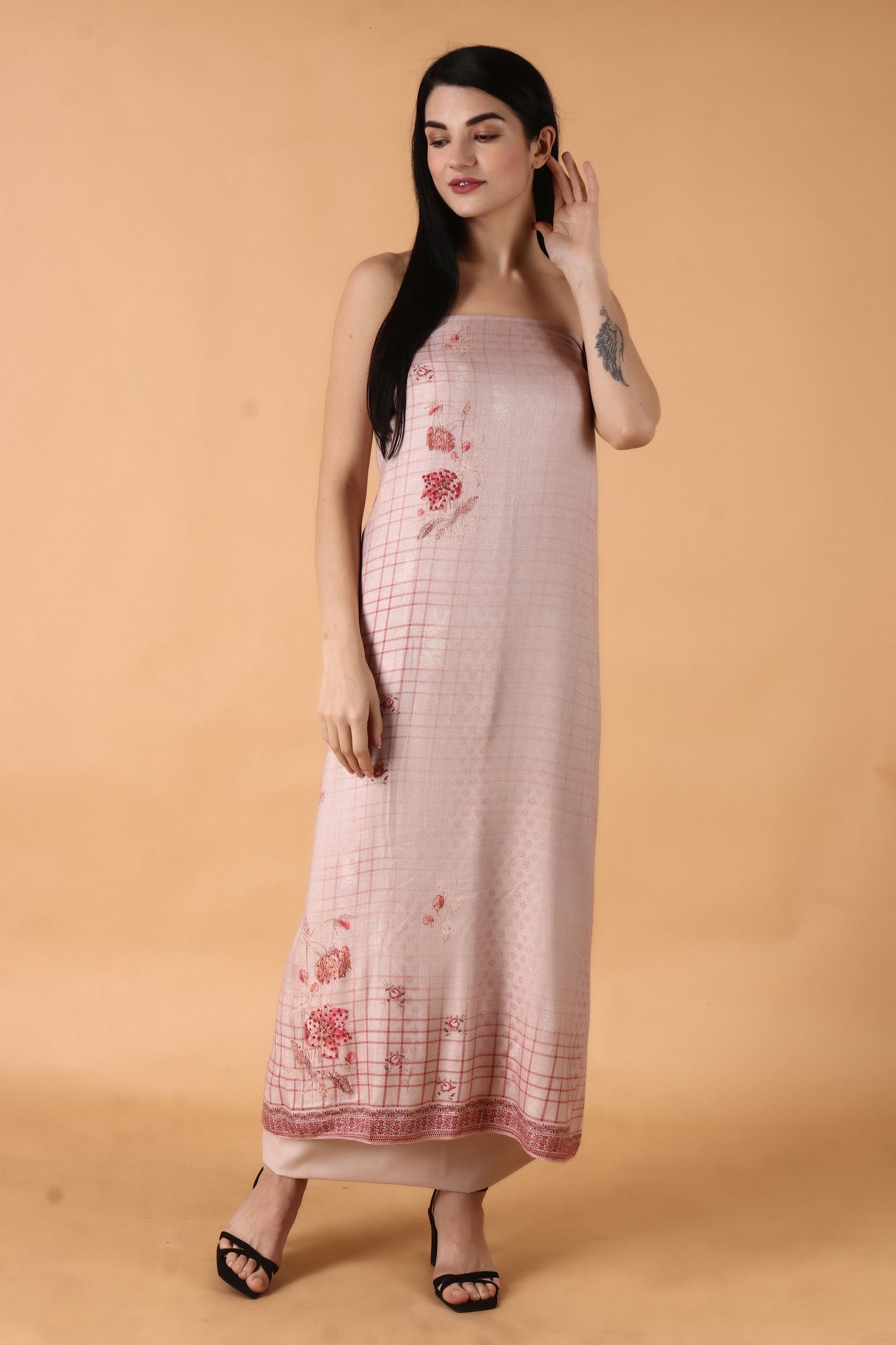 Cosmic Pink Pashmina Dress Material