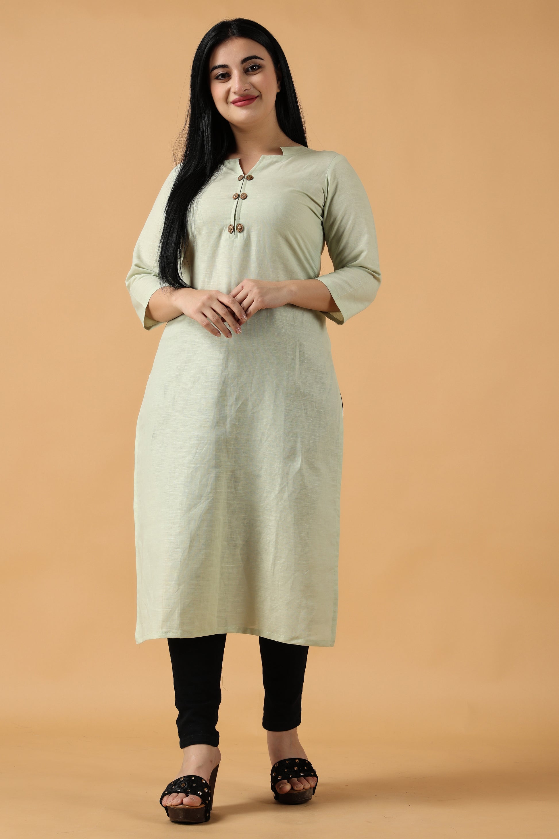 Women's Plus Size Pista Green kurti and pant set | Apella