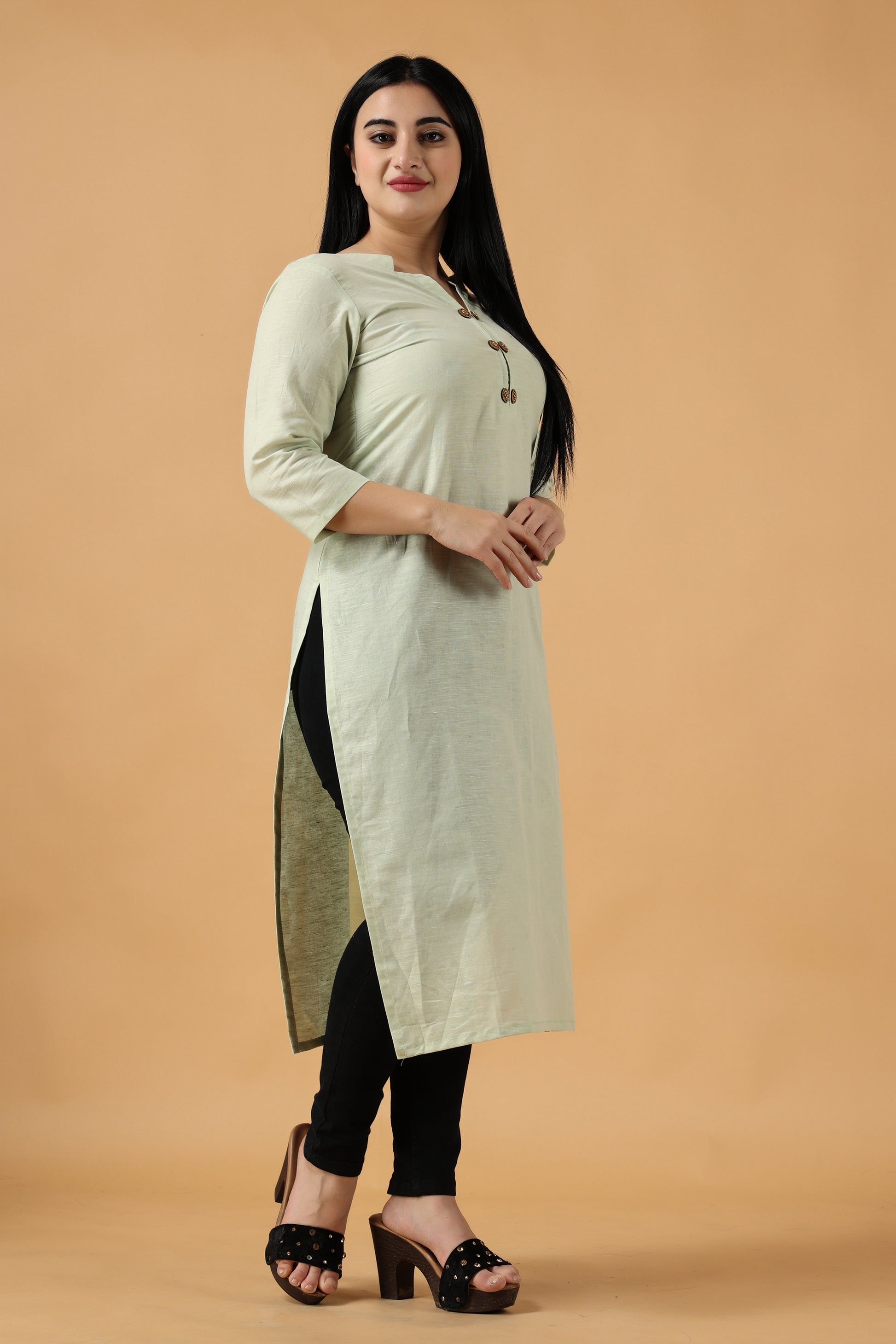 Women's Plus Size Pista Green kurti and pant set | Apella