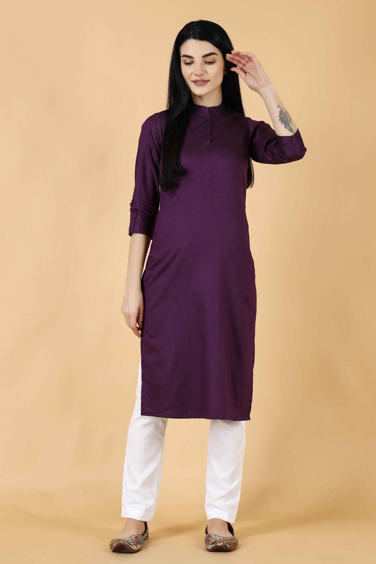 Buy Plus Size ​Pleasing Purple Kurta At Apella | Sizes XS to 10 XL | India | Free Delivery | Customized
