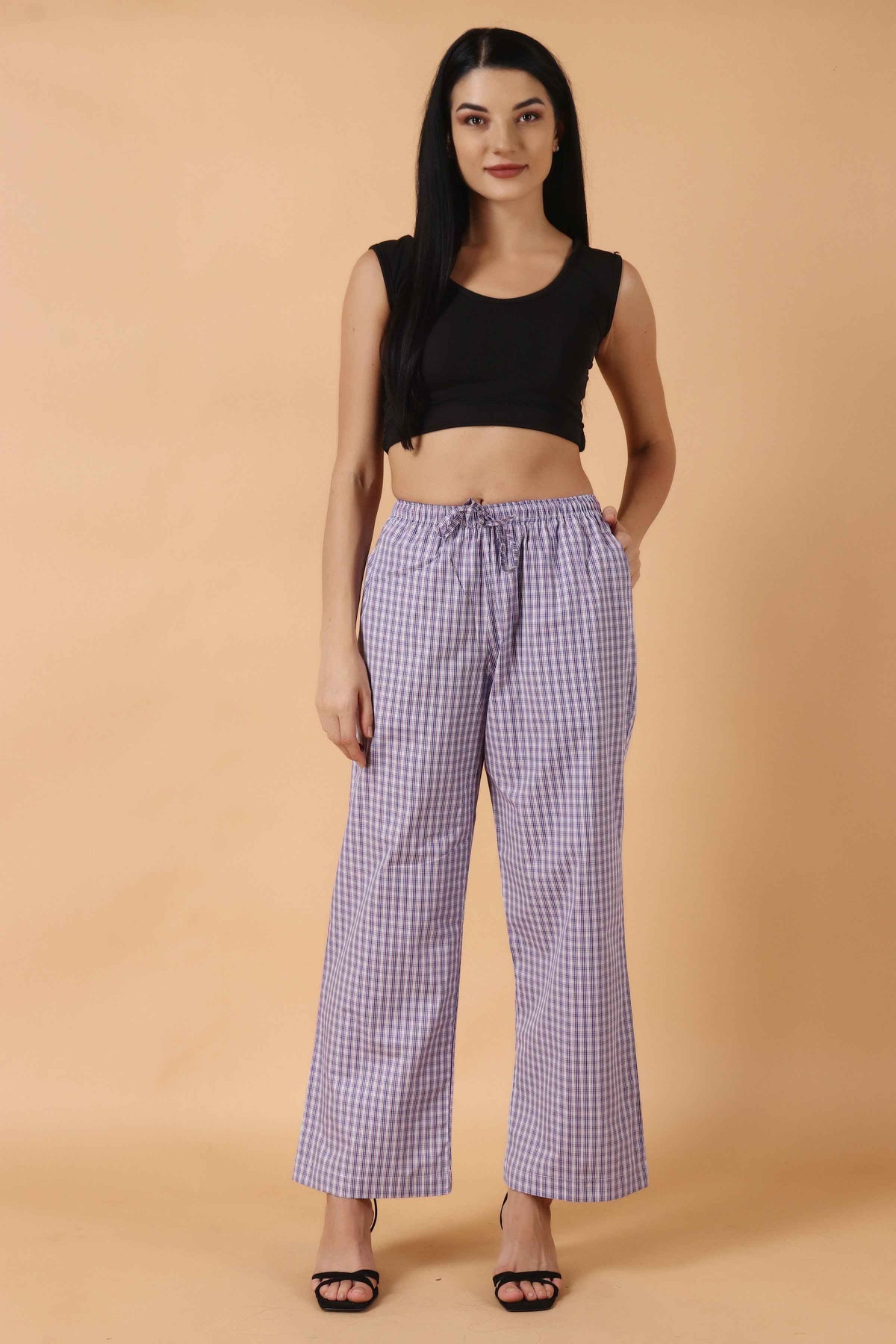 Buy Plus Size ​Purple Poly Pajama At Apella | Sizes XS to 10 XL | India | Free Delivery | Customized