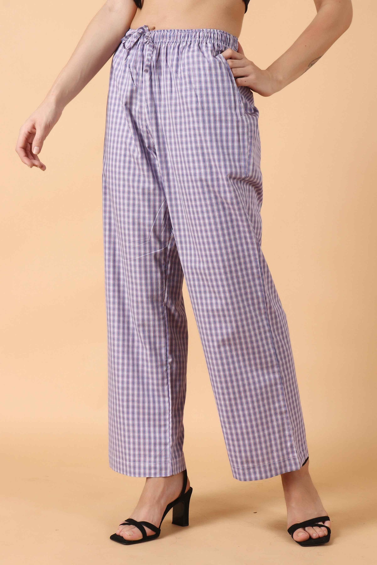Buy Plus Size ​Purple Poly Pajama At Apella | Sizes XS to 10 XL | India | Free Delivery | Customized