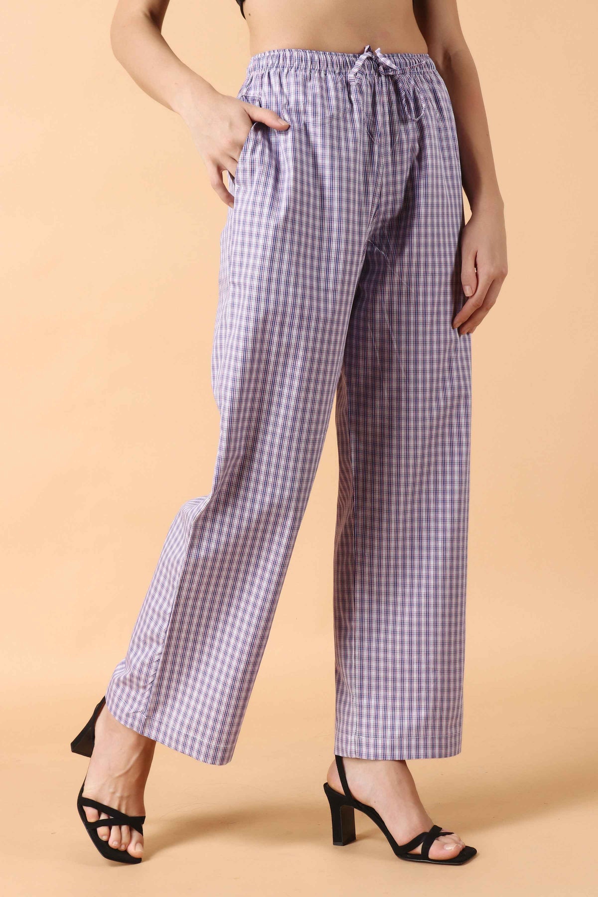 Buy Plus Size ​Purple Poly Pajama At Apella | Sizes XS to 10 XL | India | Free Delivery | Customized