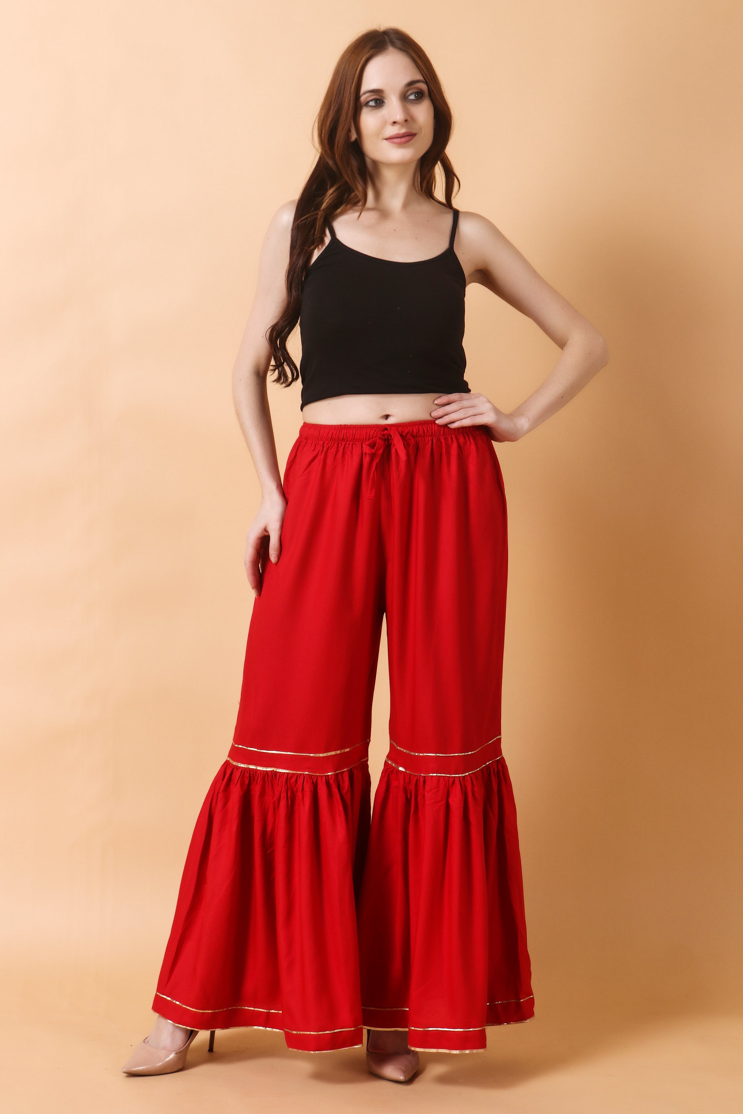 Buy Online Turquoise Blue Embroidered Top with Sharara Pants in USA – Pure  Elegance