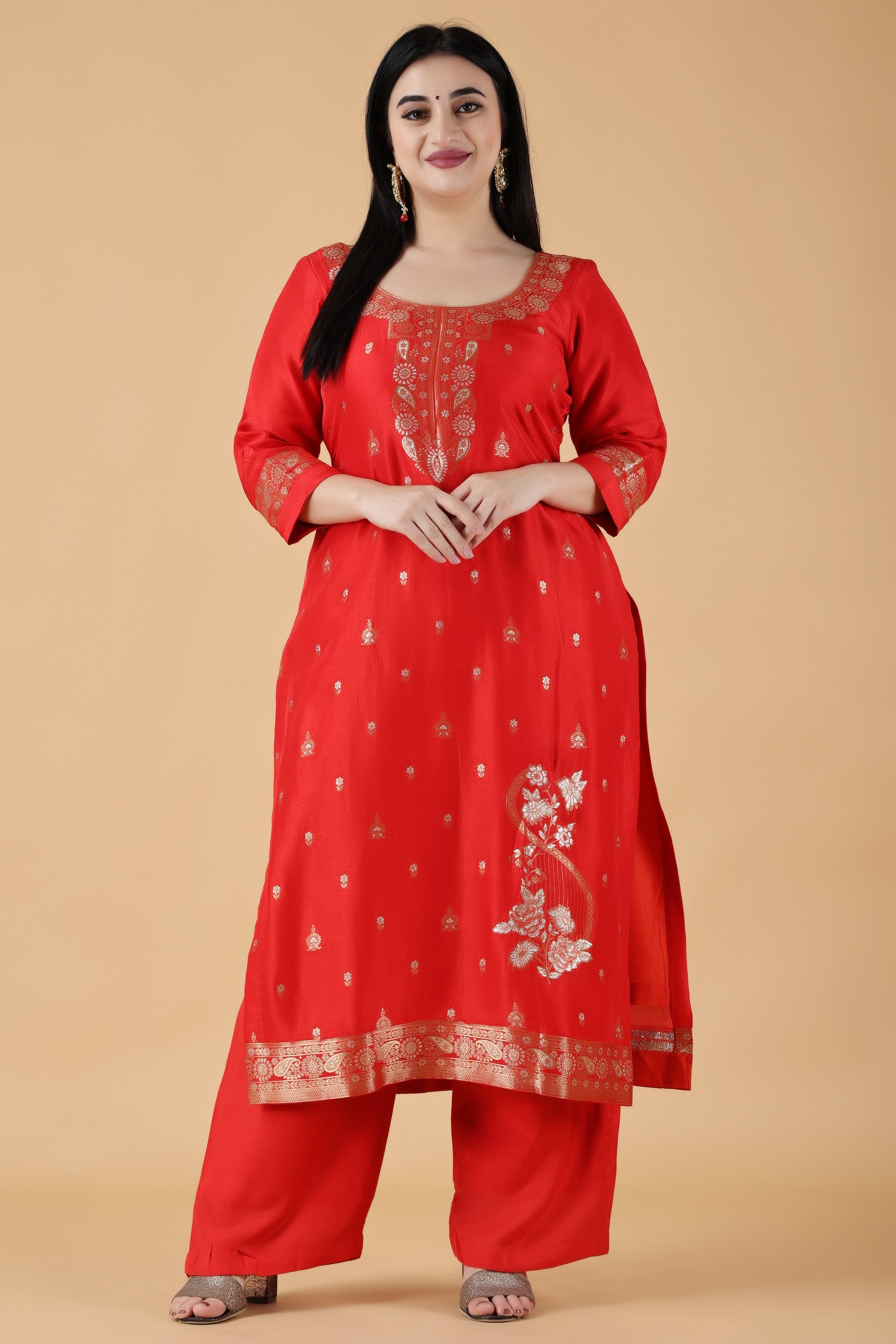 Red Silk Dress Material 