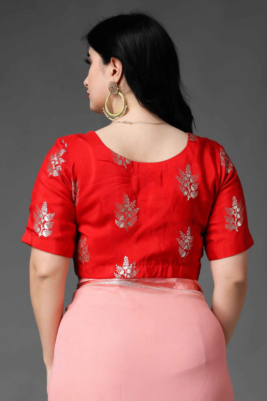 Buy Plus Size ​Festive Red Silk Blouse At Apella | Sizes XS to 10 XL | India | Free Delivery | Customized
