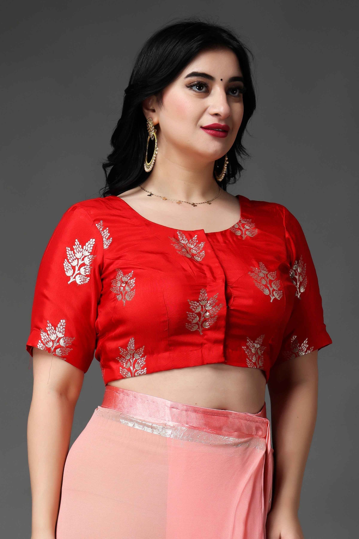 Buy Plus Size ​Festive Red Silk Blouse At Apella | Sizes XS to 10 XL | India | Free Delivery | Customized