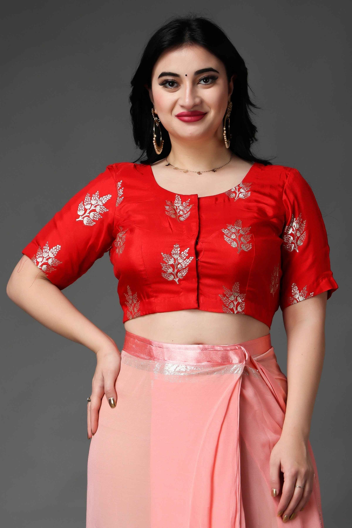 Buy Plus Size ​Festive Red Silk Blouse At Apella | Sizes XS to 10 XL | India | Free Delivery | Customized