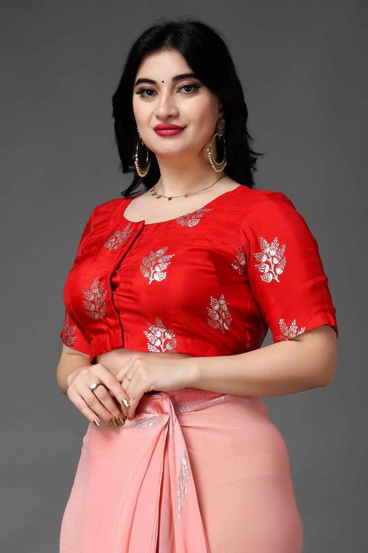Buy Plus Size ​Festive Red Silk Blouse At Apella | Sizes XS to 10 XL | India | Free Delivery | Customized
