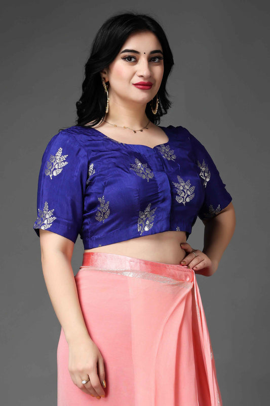 Buy Plus Size ​Royal Azure Silk Blouse At Apella | Sizes XS to 10 XL | India | Free Delivery | Customized