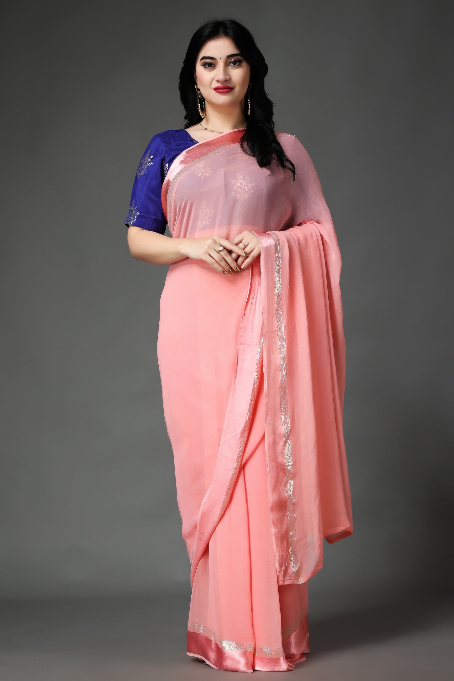 Women Plus Size Royal Azure Silk Blouse
