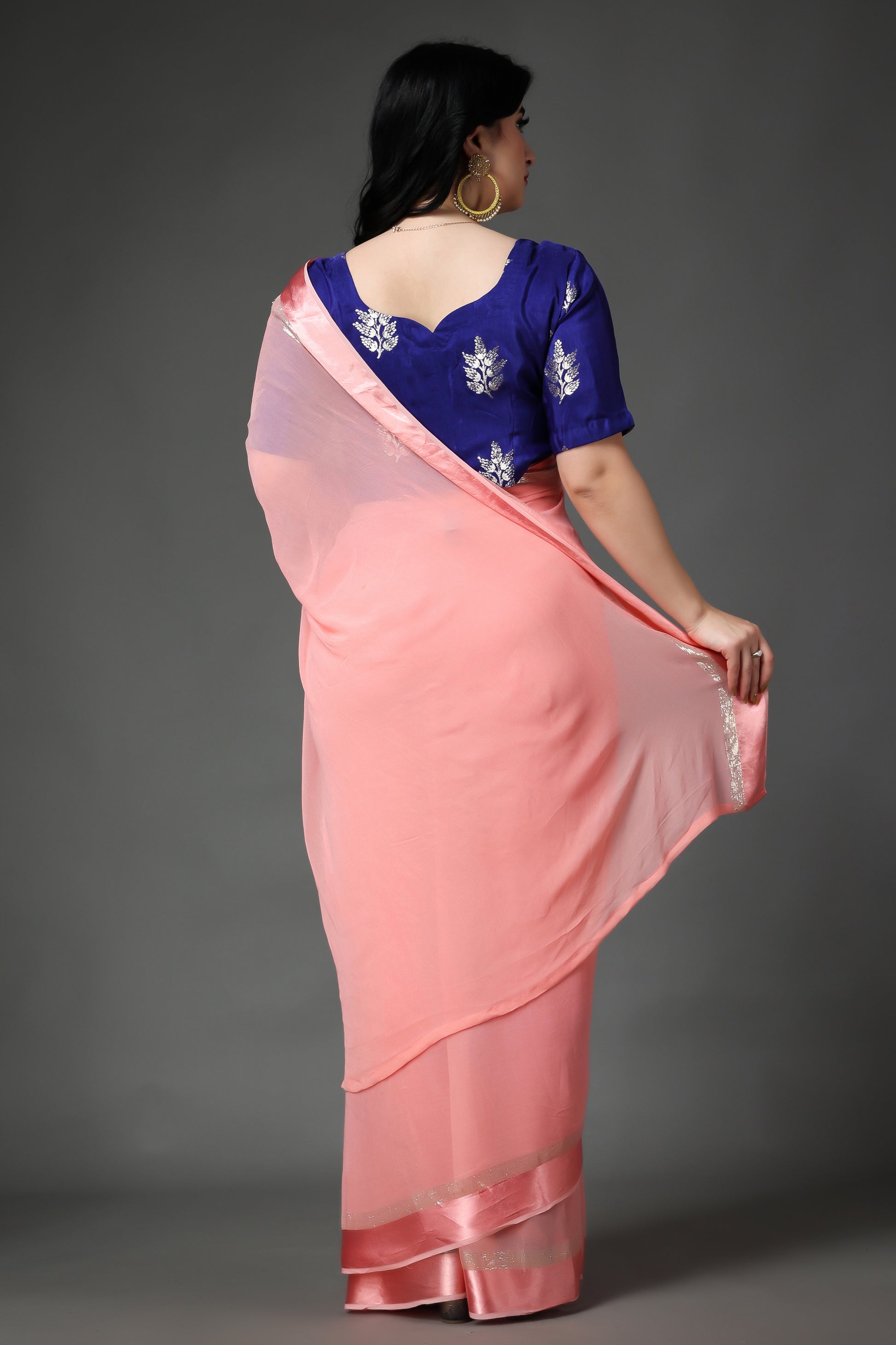 Women Plus Size Royal Azure Silk Blouse
