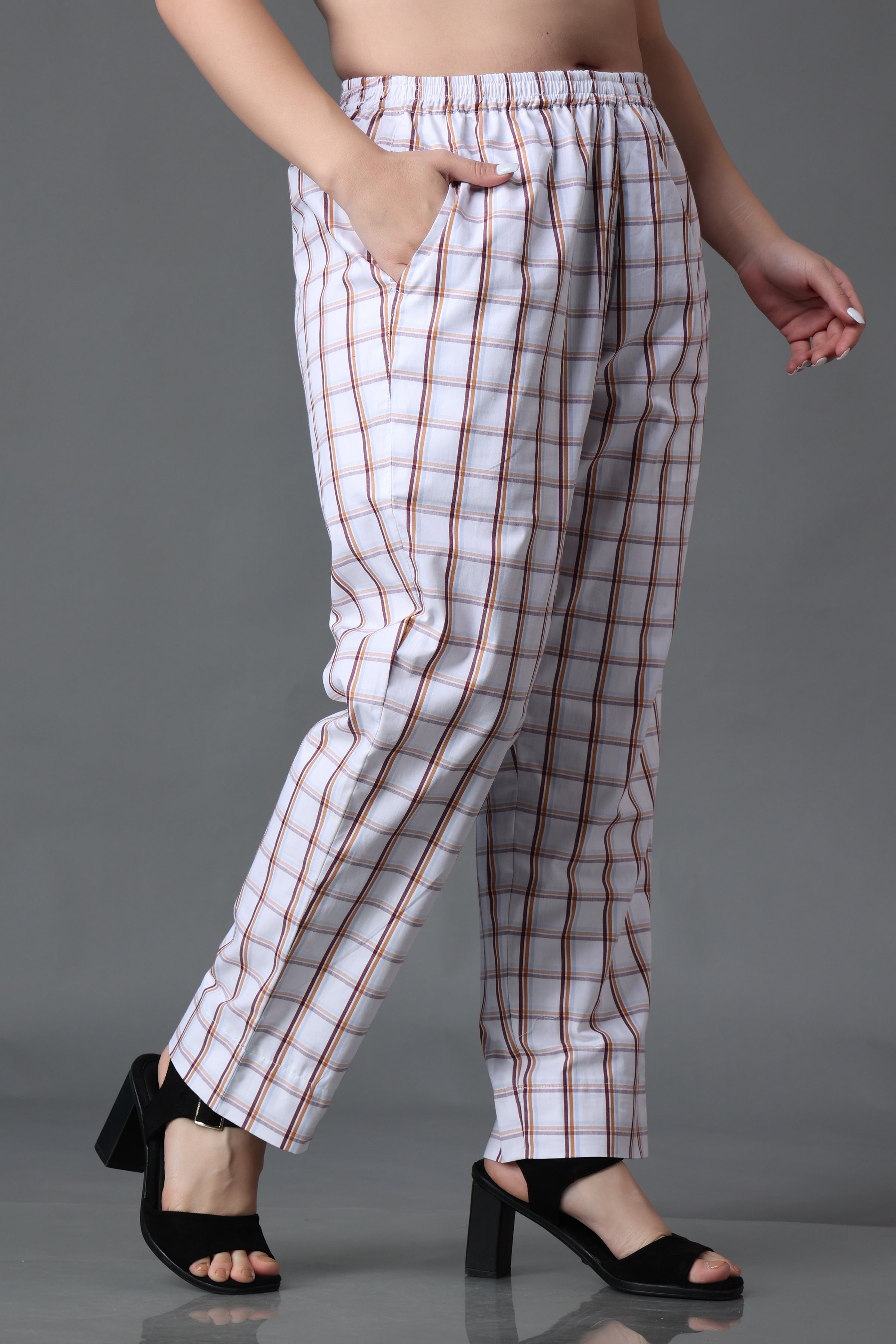 Women's Belted Checkered Skinny Pants - High Waist B&W Printed Pants – Moda  Xpress