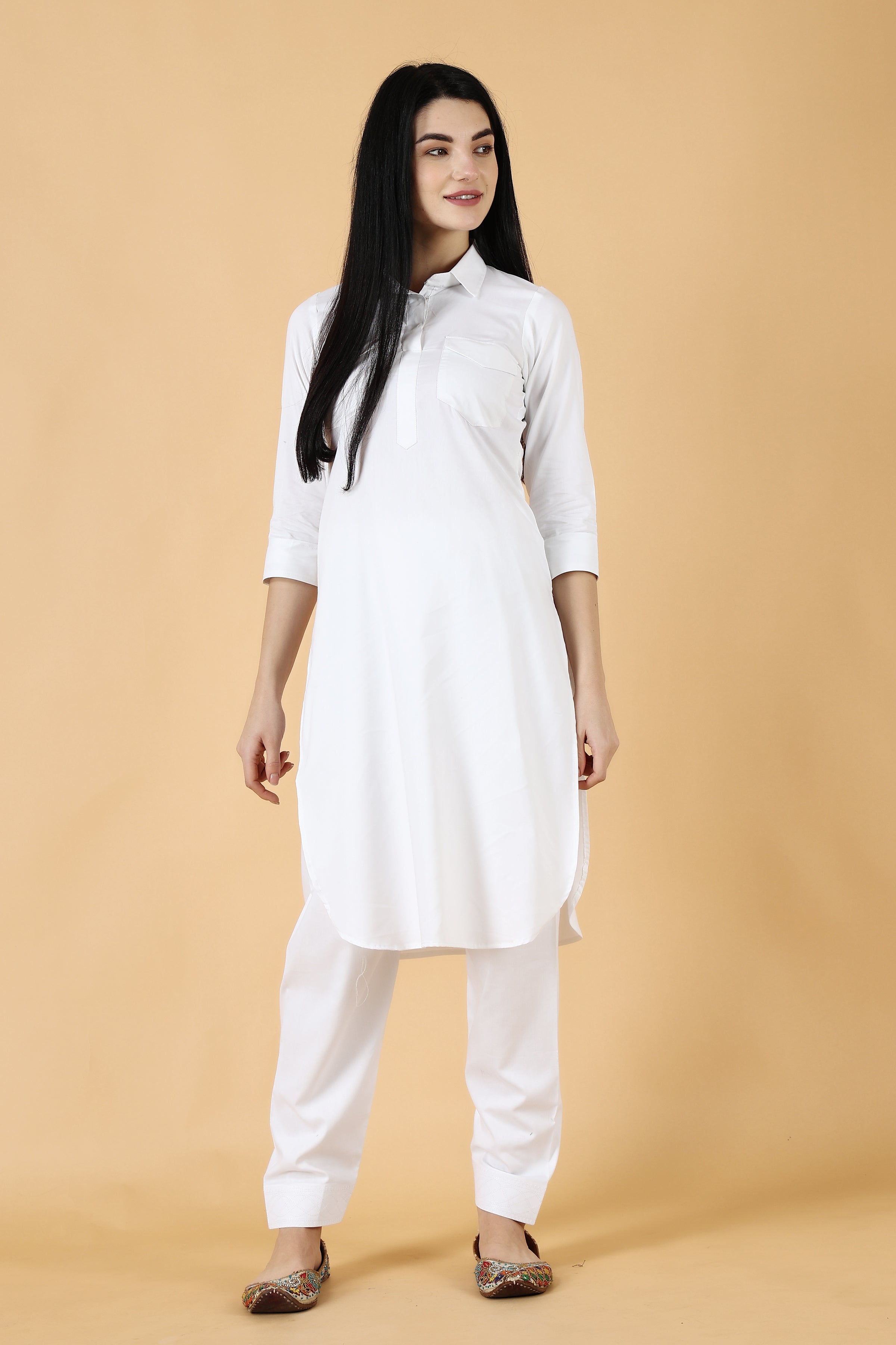 Jaipur Kurti Lingerie Jaipur Kurti Women Navy Blue Ethnic Pirnt Straight  Cotton Short Kurta With Pyjamas Set Of 2 Online  Nykaa Fashion