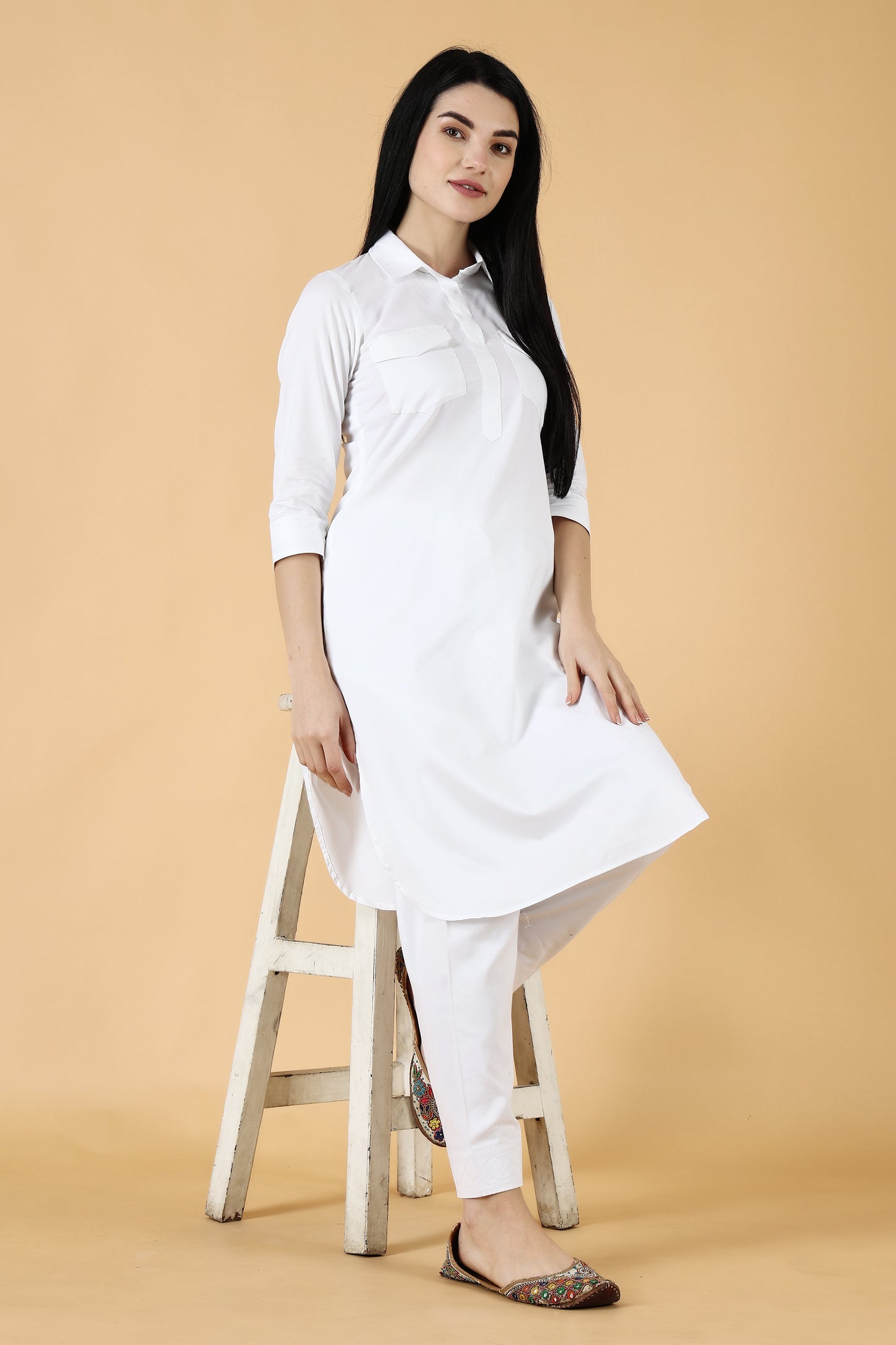 Women's Plus Size White Kurta Pajama | Apella