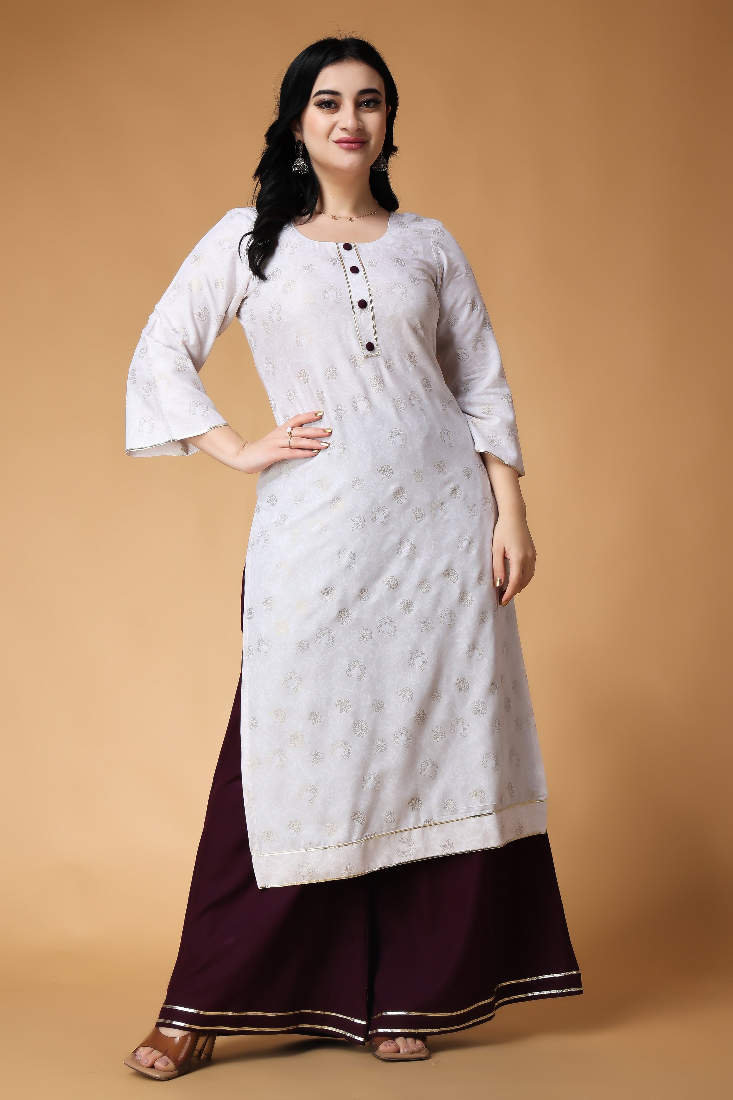 White kurti and sharara with heavy embroidery work  Kurti Fashion