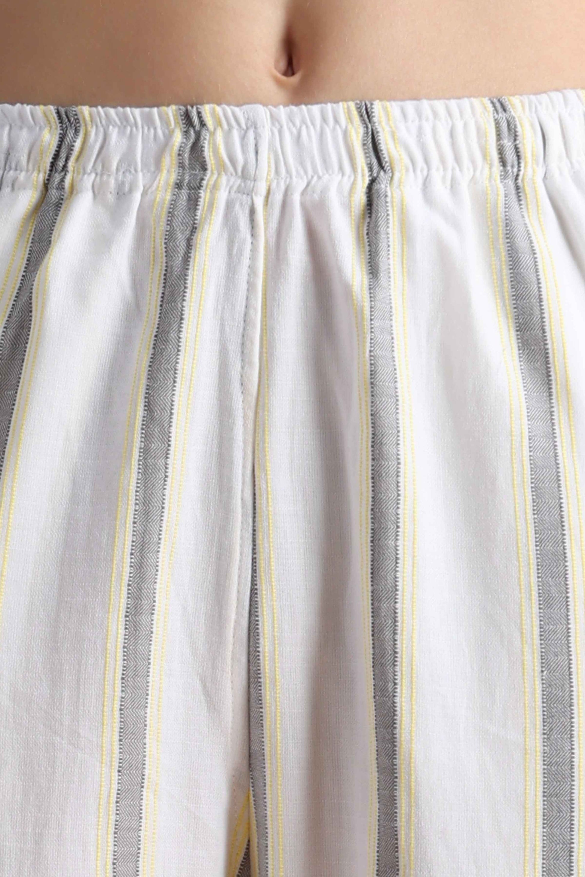 Buy Plus Size ​Pristine White Striped Cotton Pants At Apella | Sizes XS to 10 XL | India | Free Delivery | Customized