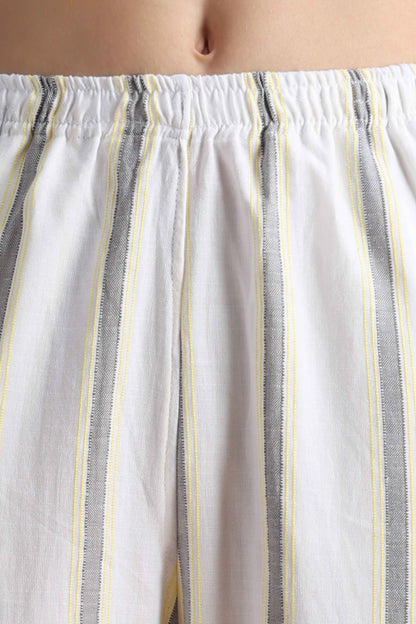 Buy Plus Size ​Pristine White Striped Cotton Pants At Apella | Sizes XS to 10 XL | India | Free Delivery | Customized