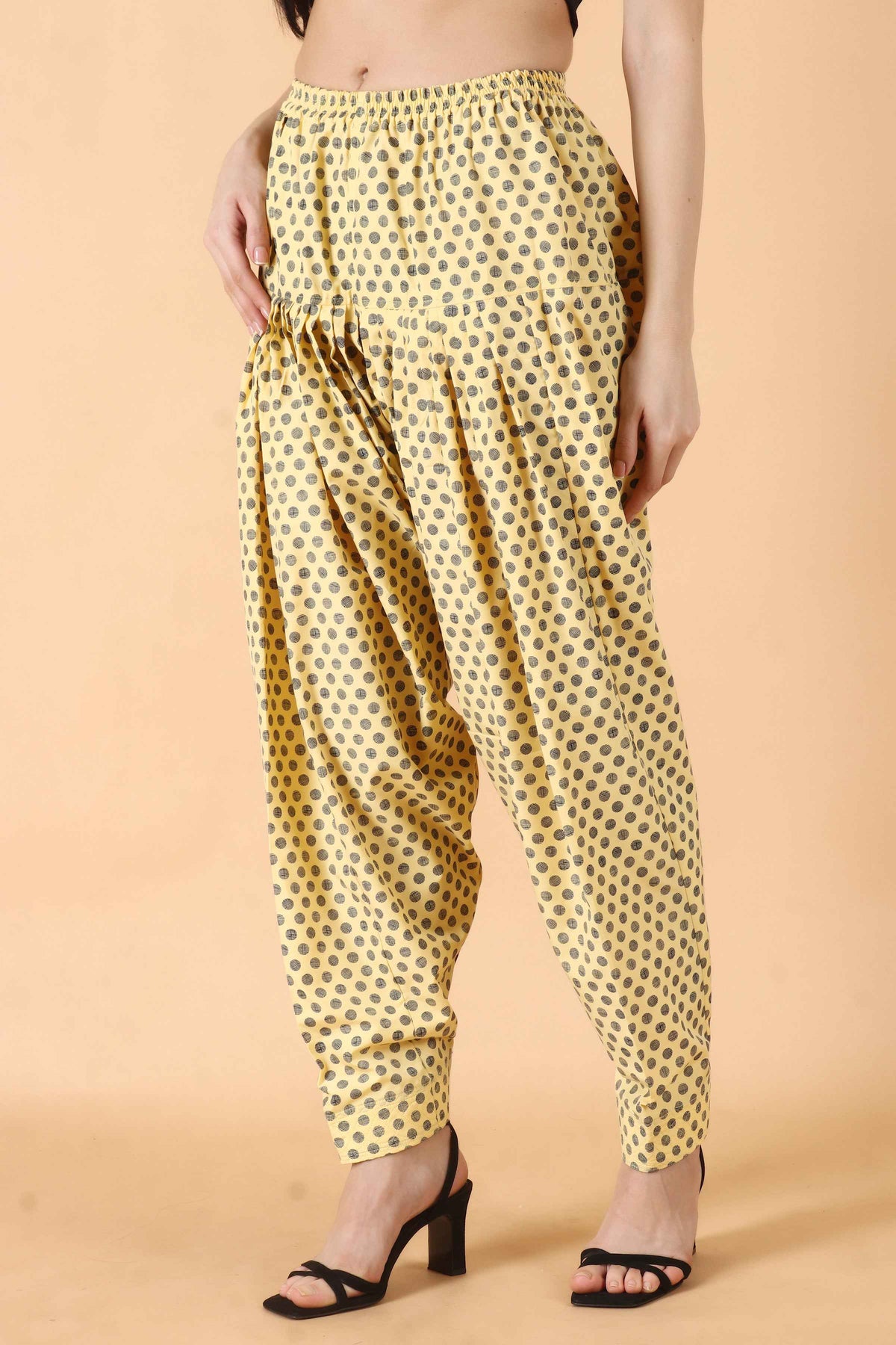 Buy Plus Size ​Yellow Polka Salwar At Apella | Sizes XS to 10 XL | India | Free Delivery | Customized