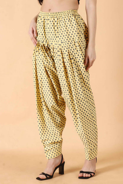 Buy Plus Size ​Yellow Polka Salwar At Apella | Sizes XS to 10 XL | India | Free Delivery | Customized