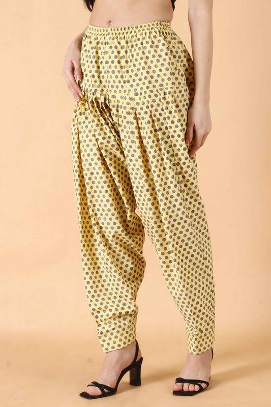 Buy Plus Size ​Yellow Polka Salwar At Apella | Sizes XS to 10 XL | India | Free Delivery | Customized