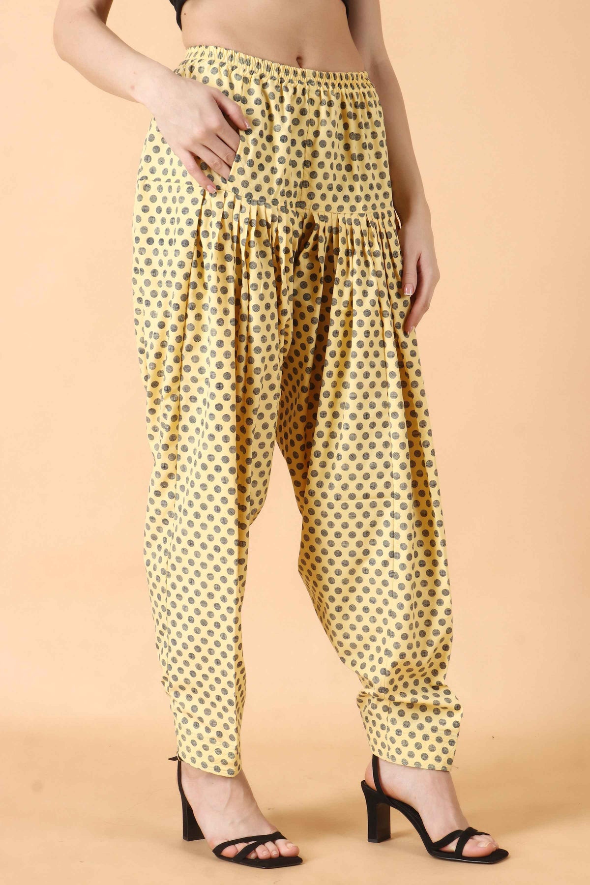 Buy Plus Size ​Yellow Polka Salwar At Apella | Sizes XS to 10 XL | India | Free Delivery | Customized