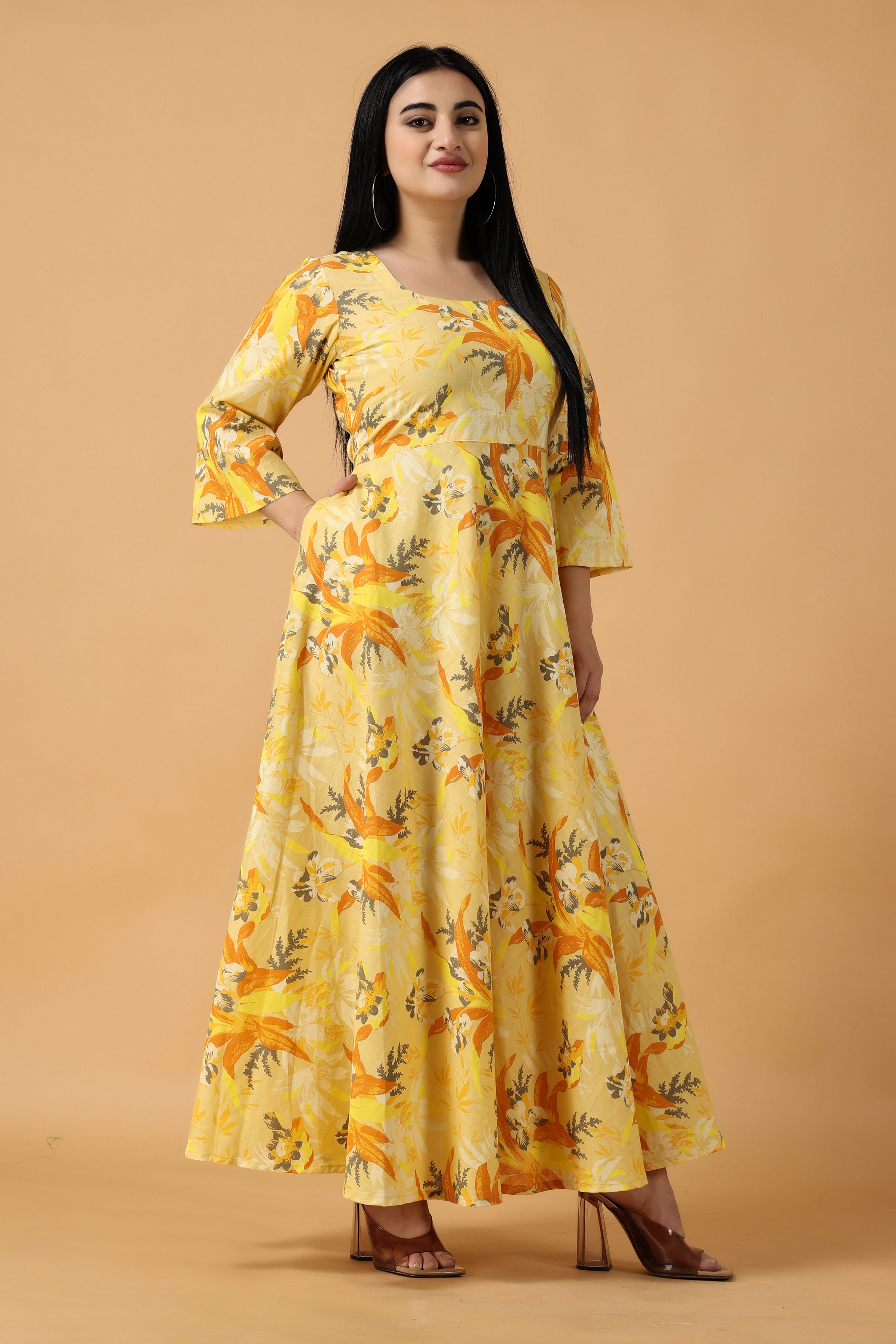 Yellow Designer Georgette Silk Stoles - Arfat Khatri