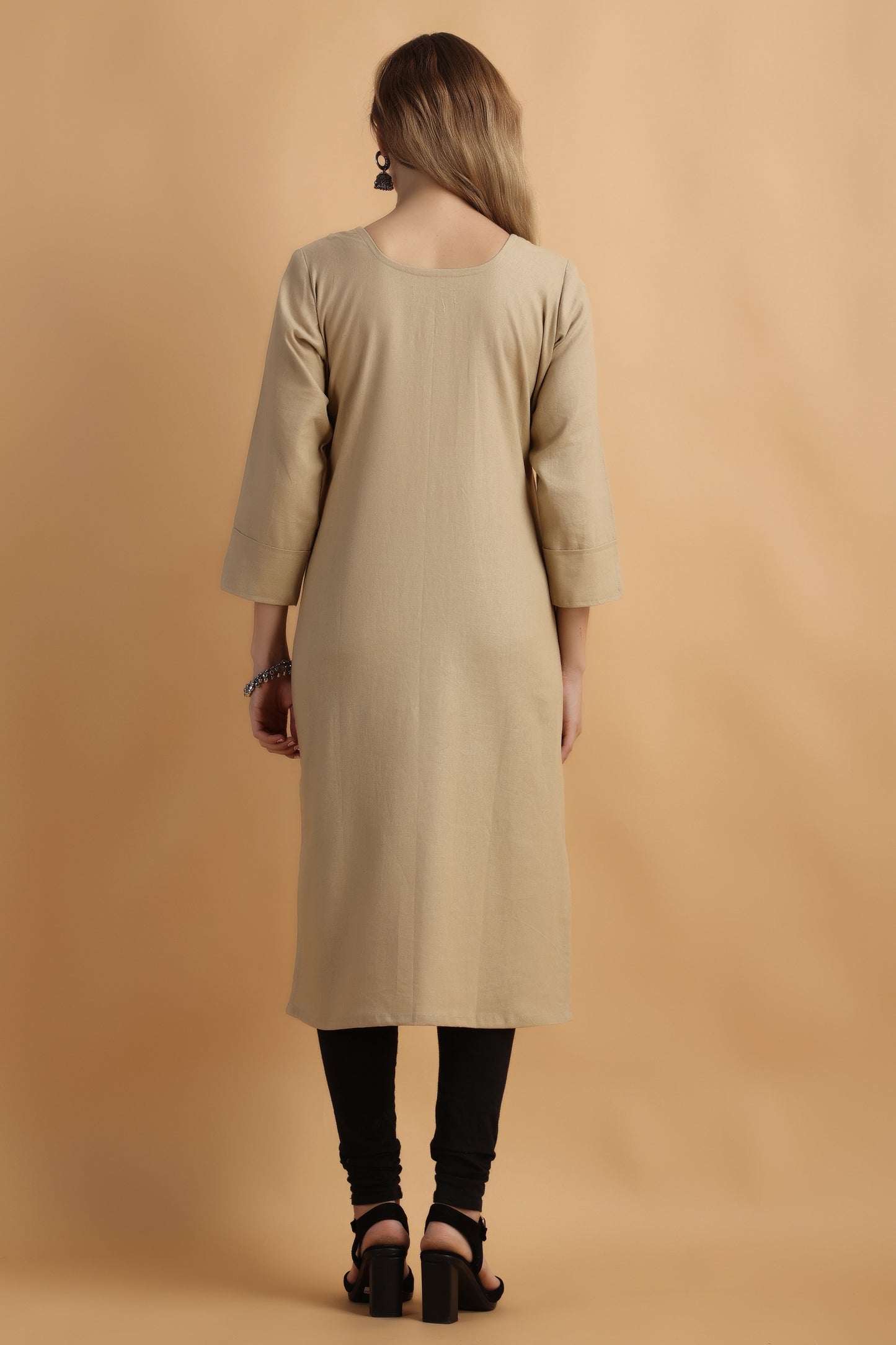 Women's Plus Size Beige Cotton cotton kurti pant set | Apella