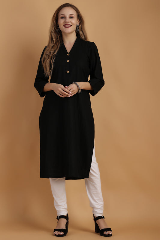 Women's Plus Size Black Cotton kurti and pant set | Apella    